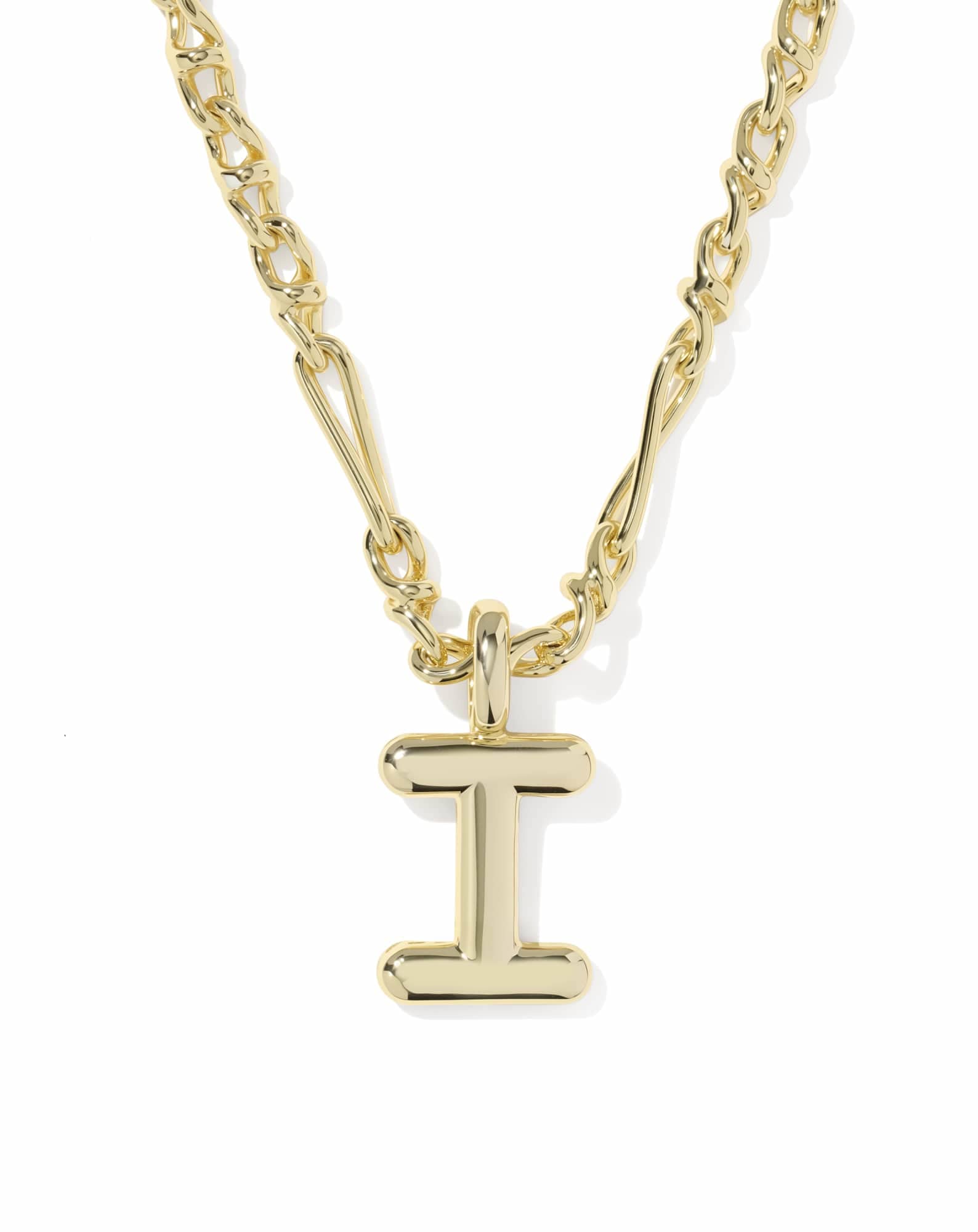 Bubble Letter I Gold Short Pendant Necklace