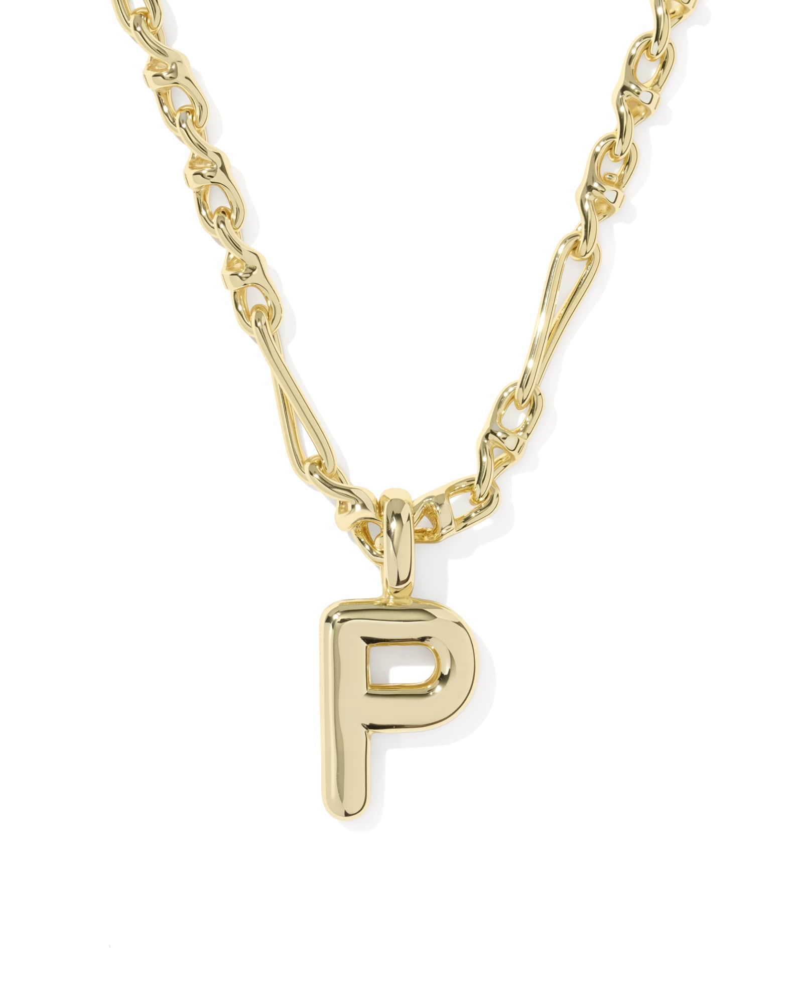 Bubble Letter P Gold Short Pendant Necklace