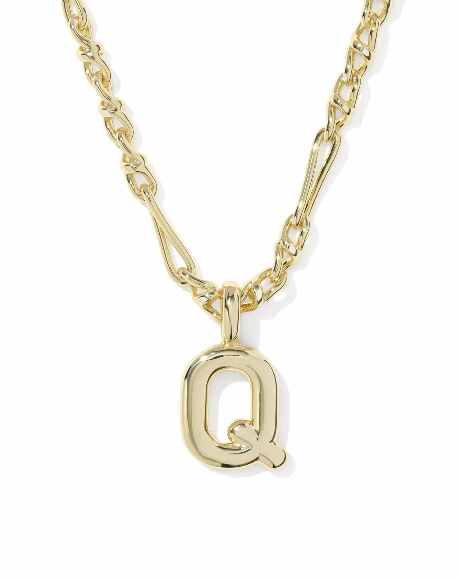 Bubble Letter Q Gold Short Pendant Necklace