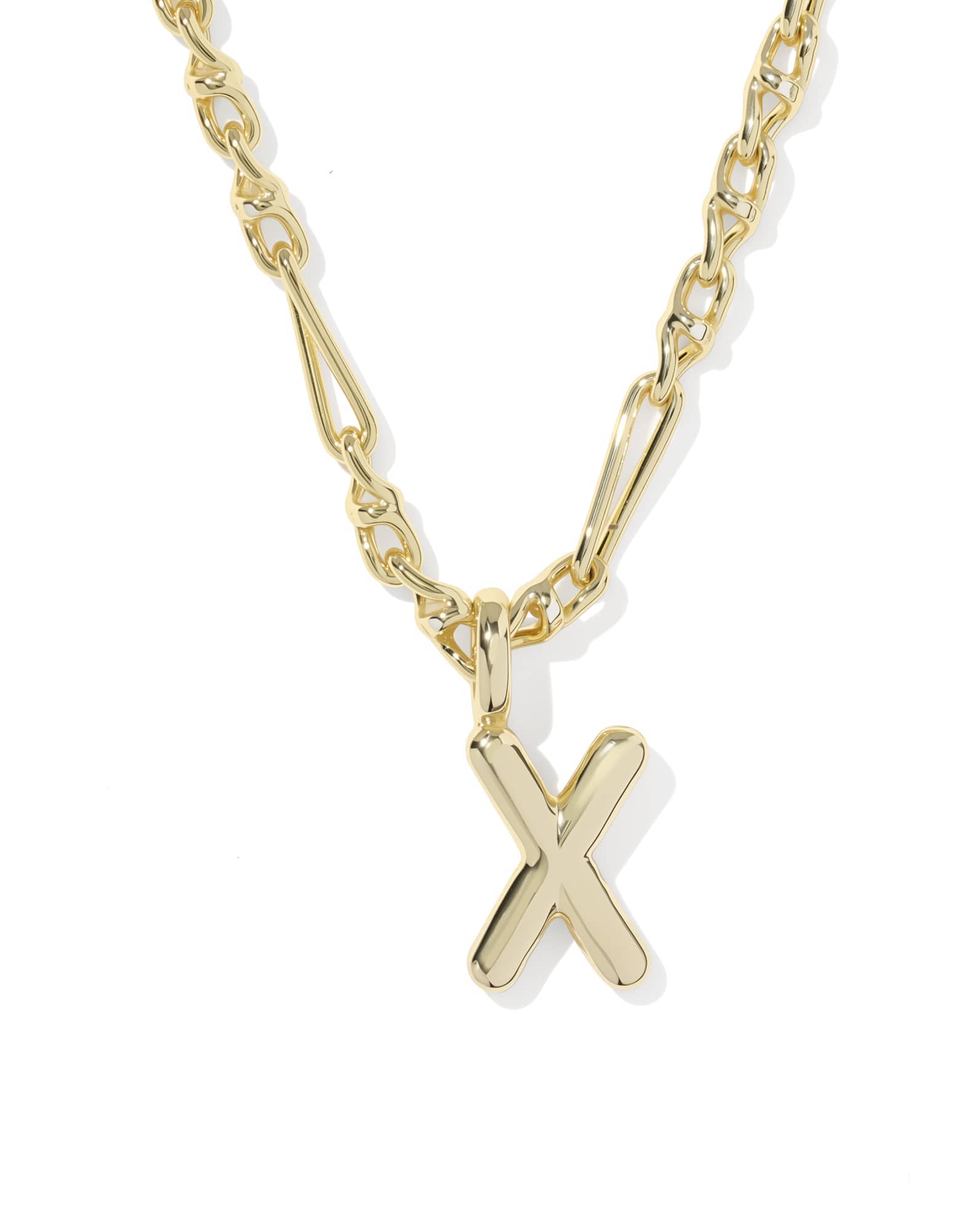 Bubble Letter X Gold Short Pendant Necklace
