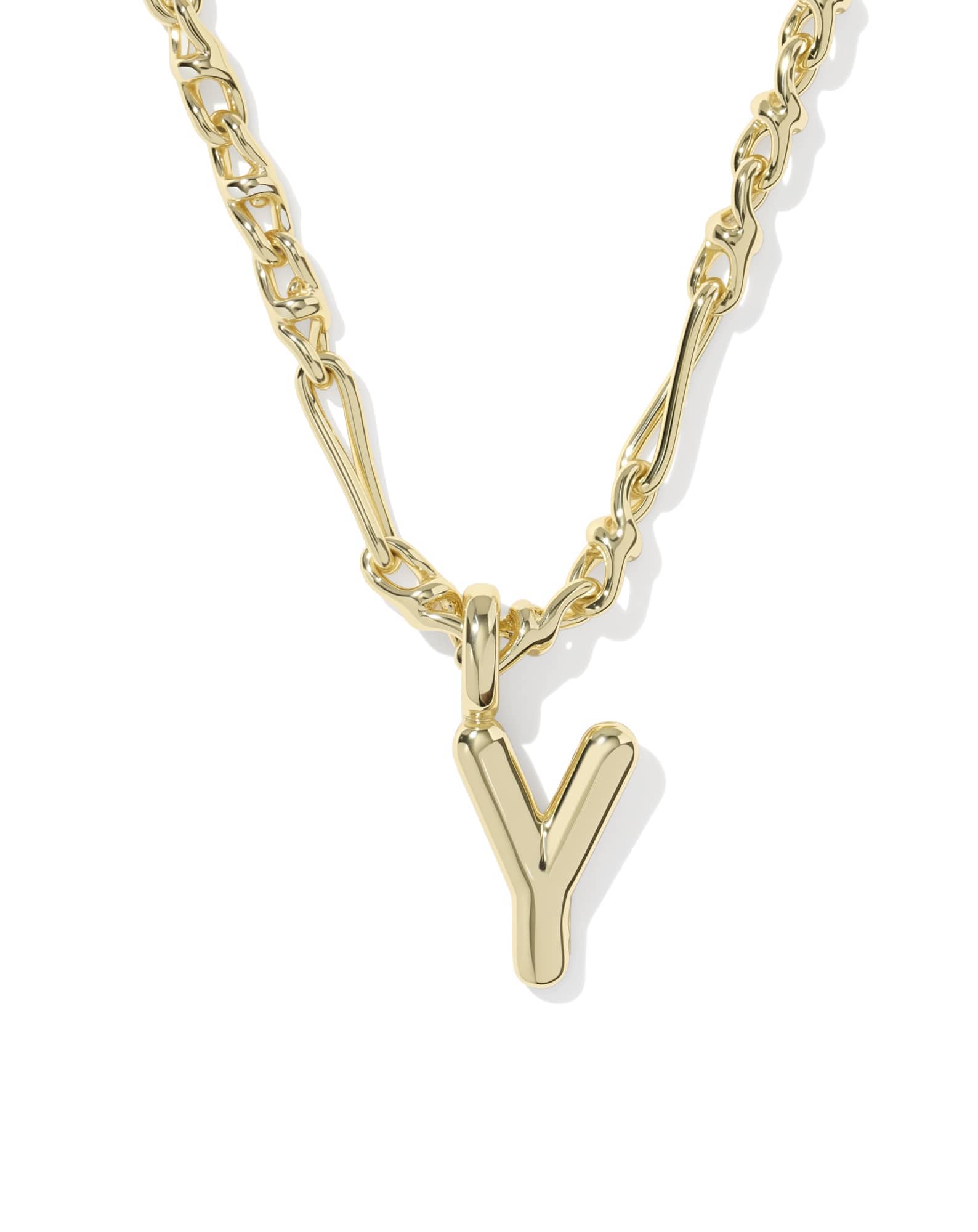 Bubble Letter Y Gold Short Pendant Necklace