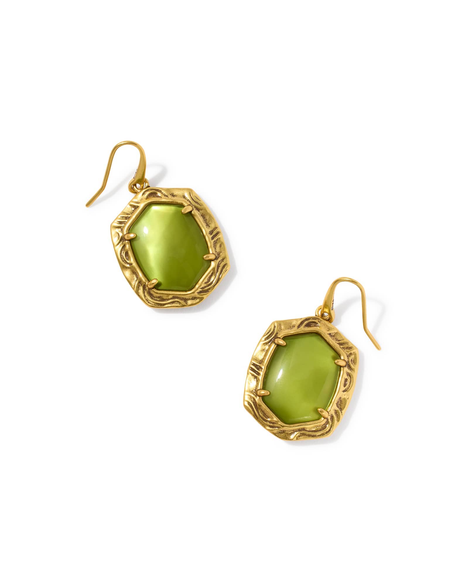Tiger Striped Daphne Vintage Gold Drop Earrings