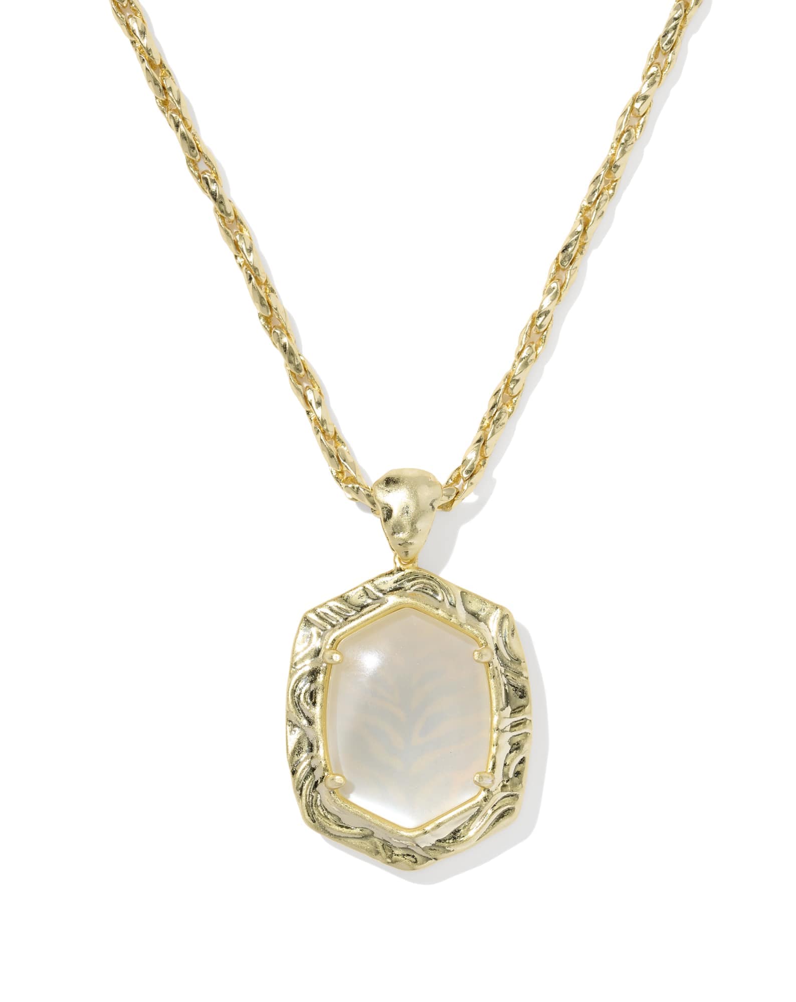 Tiger Striped Daphne Gold Small Long Pendant Necklace