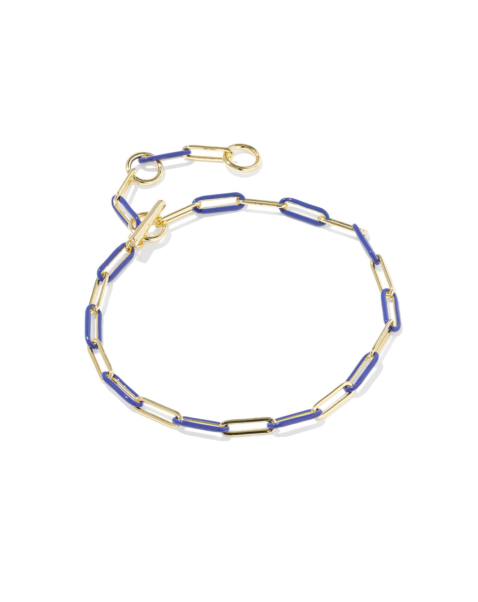 Courtney Gold Enamel Link and Chain Bracelet