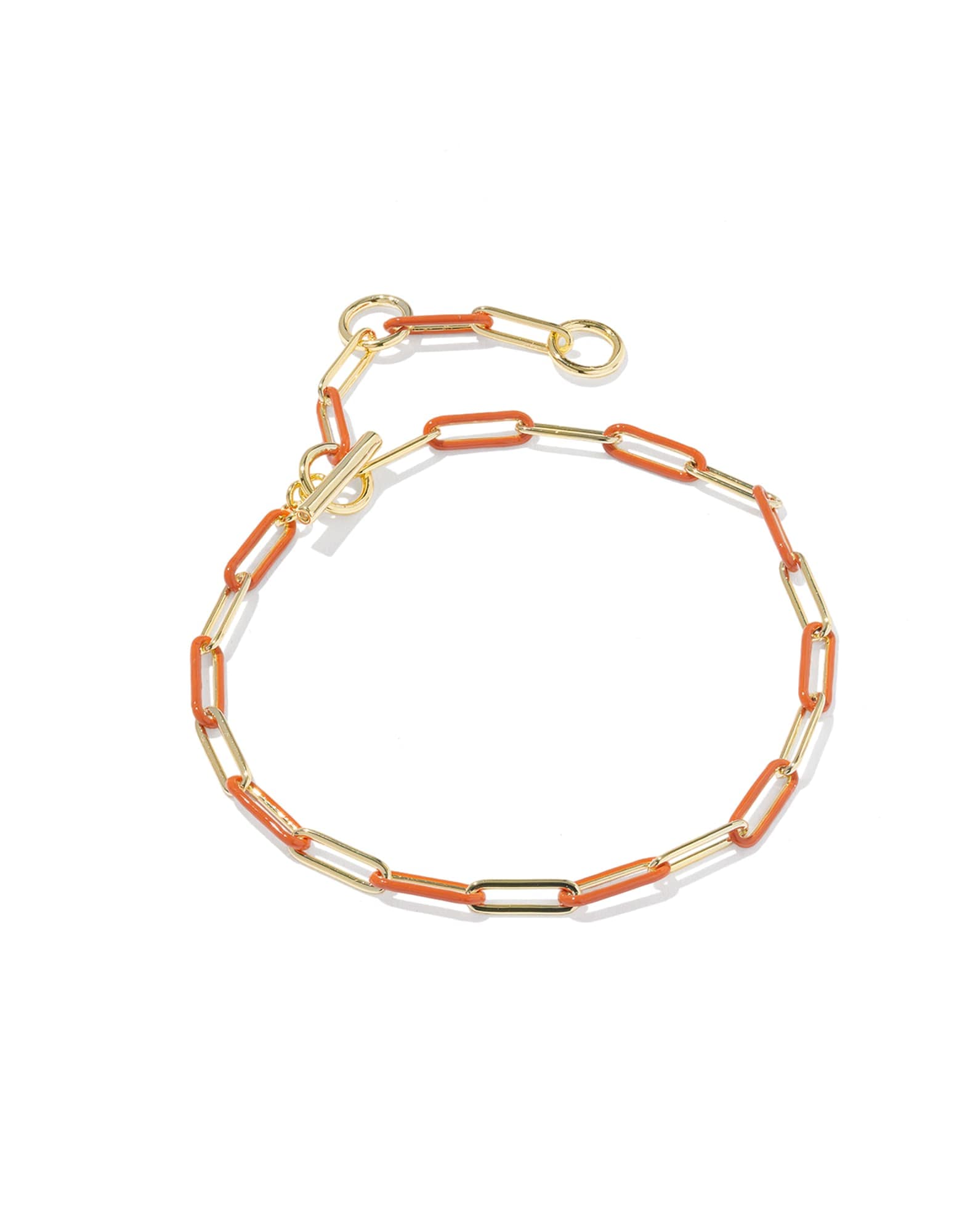 Courtney Gold Enamel Link and Chain Bracelet