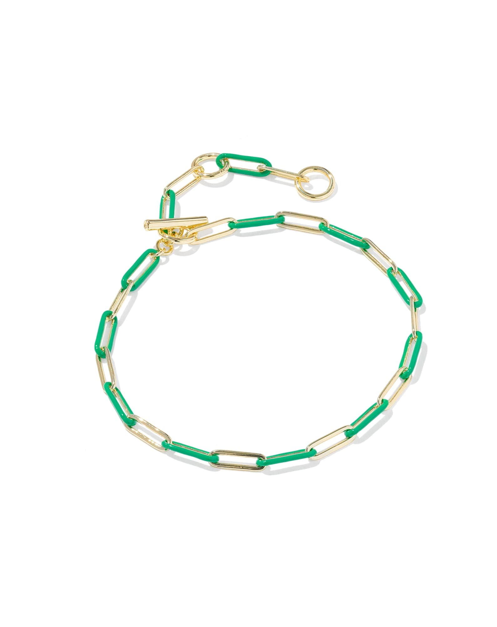 Courtney Gold Enamel Link and Chain Bracelet