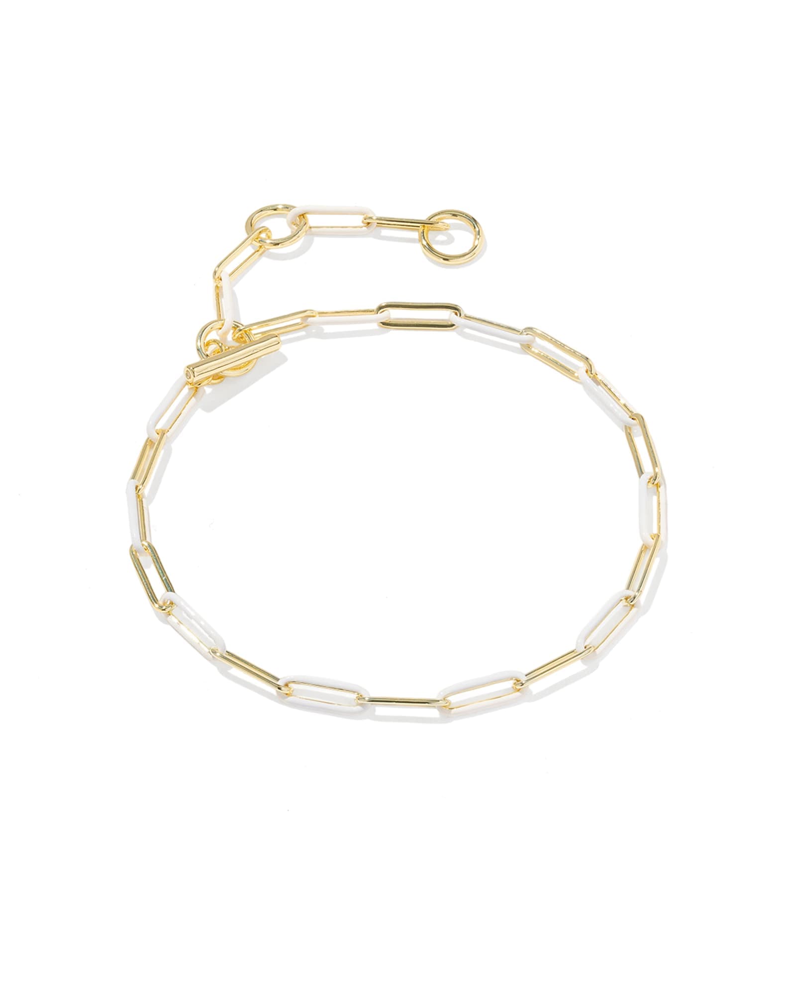 Courtney Gold Enamel Link and Chain Bracelet