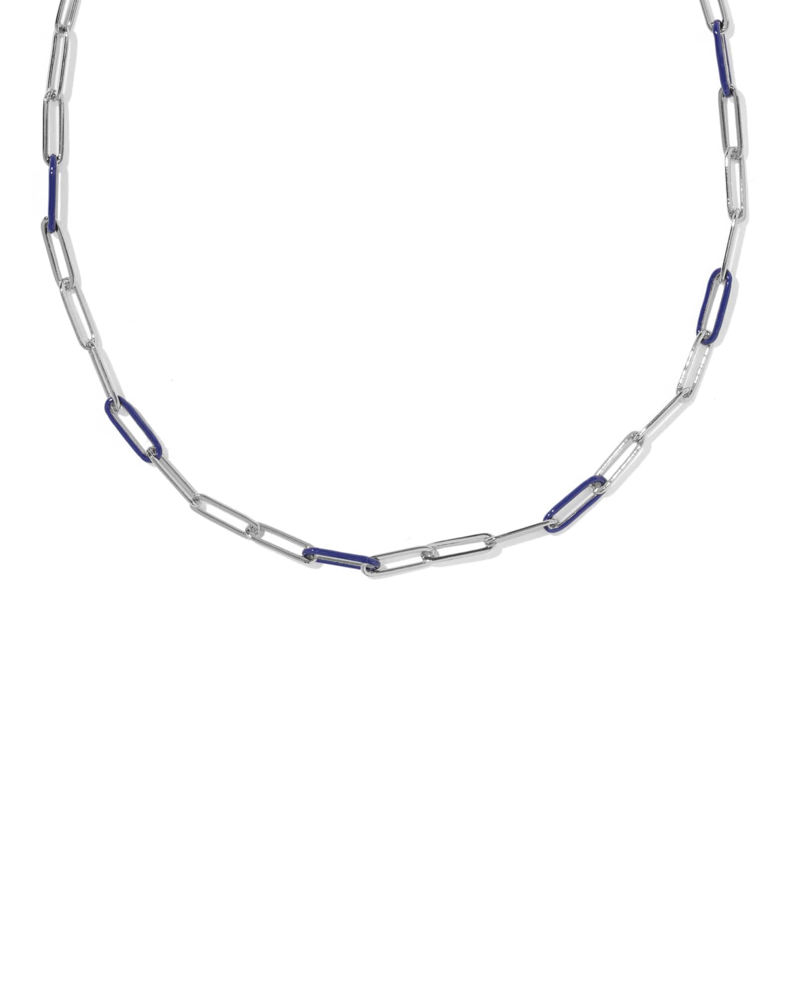 Courtney Silver Enamel Link and Chain Necklace