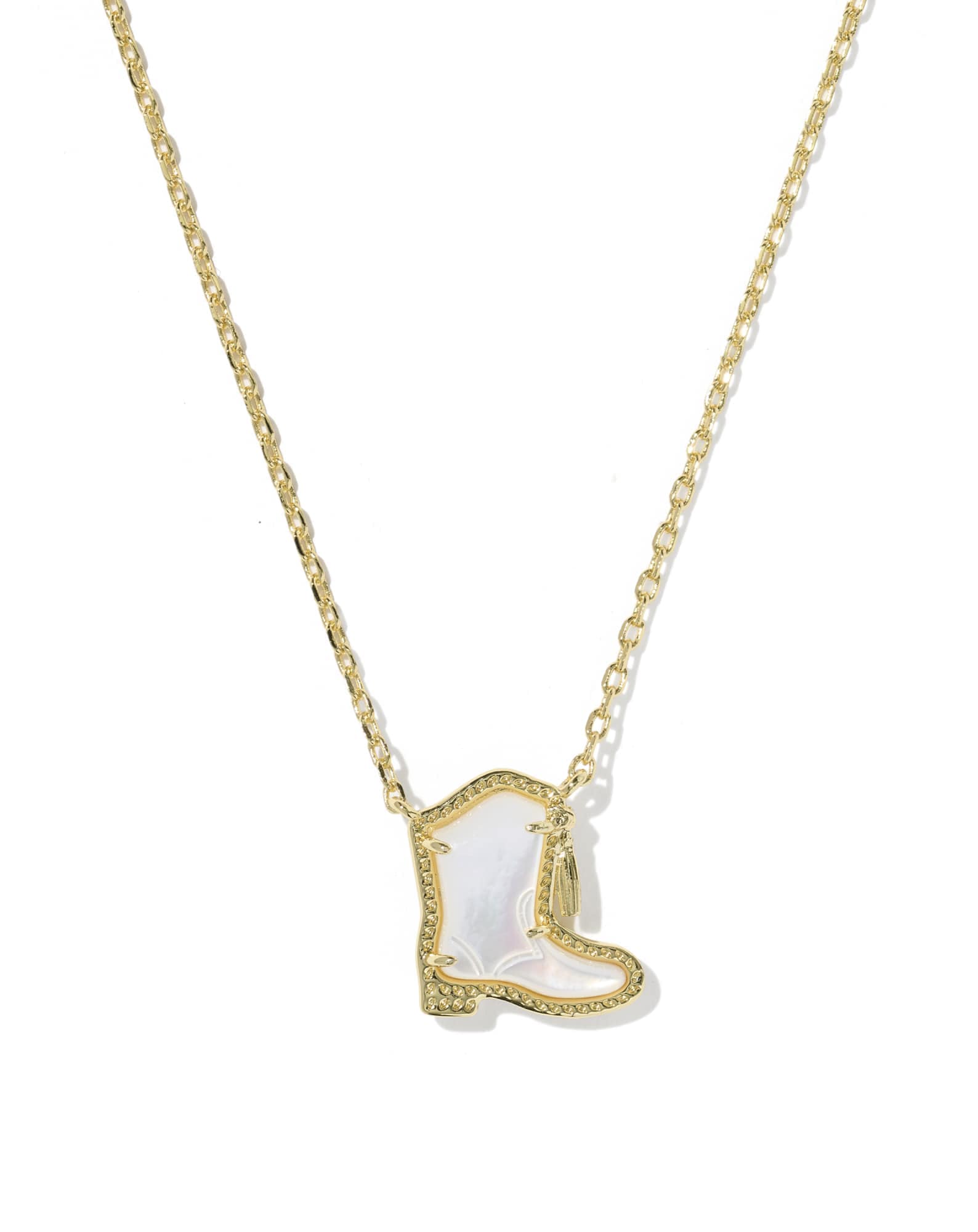 Drill Team Boot Gold Short Pendant Necklace