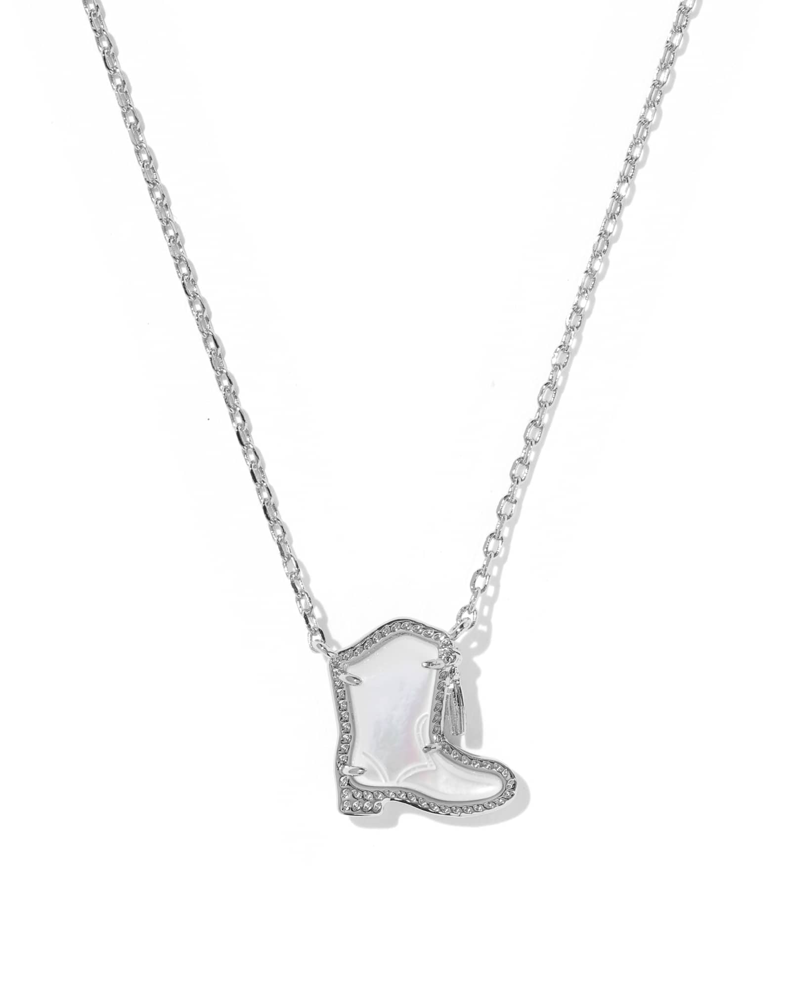 Drill Team Boot Silver Short Pendant Necklace