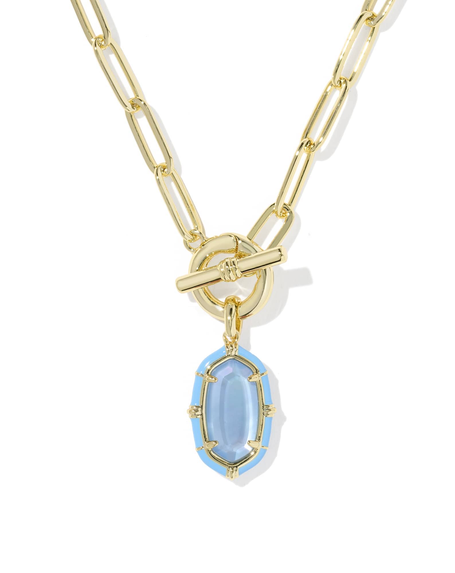 Elisa Gold Enamel Link and Chain Necklace