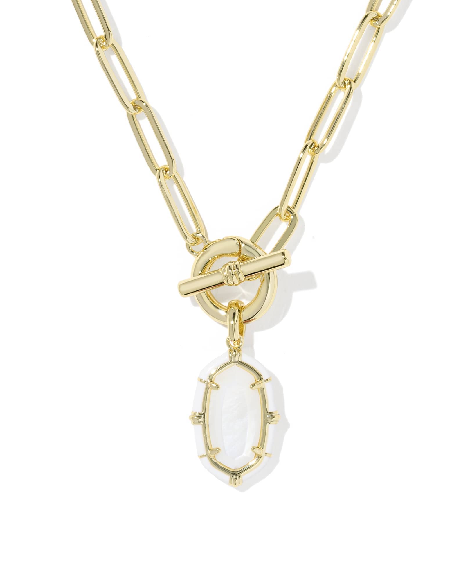 Elisa Gold Enamel Link and Chain Necklace