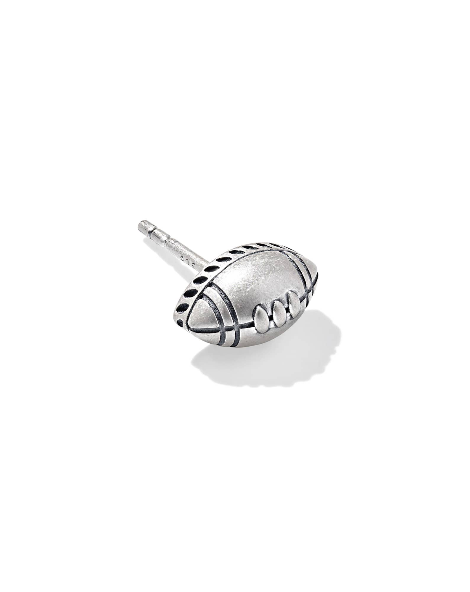Football Oxidized Sterling Silver Single Stud Earring 