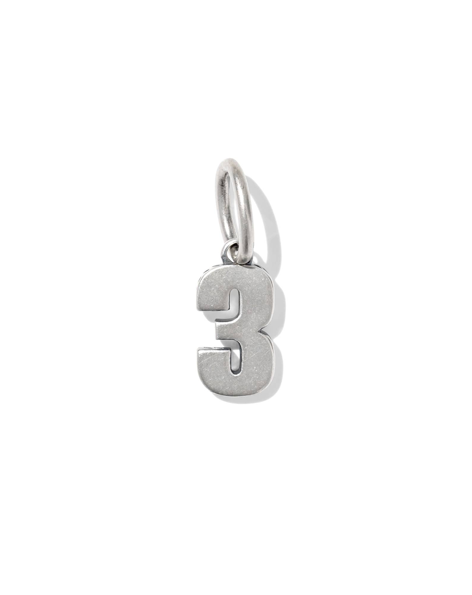 Large Metal Number 3 Oxidized Sterling Silver Charm