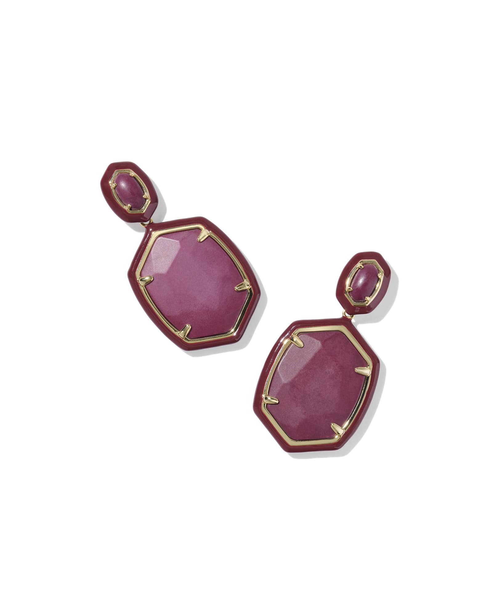 Daphne Enamel Frame Gold Drop Earrings