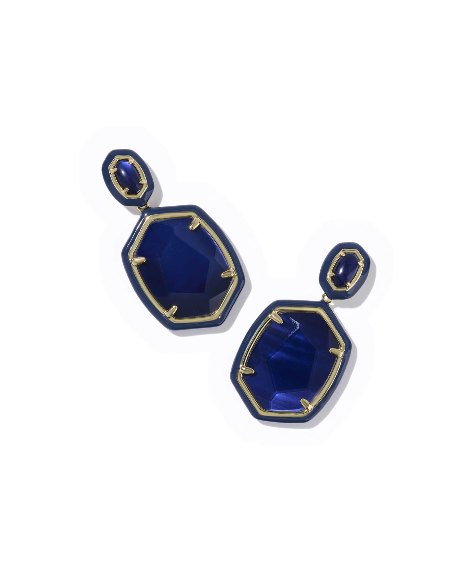 Daphne Enamel Frame Gold Drop Earrings