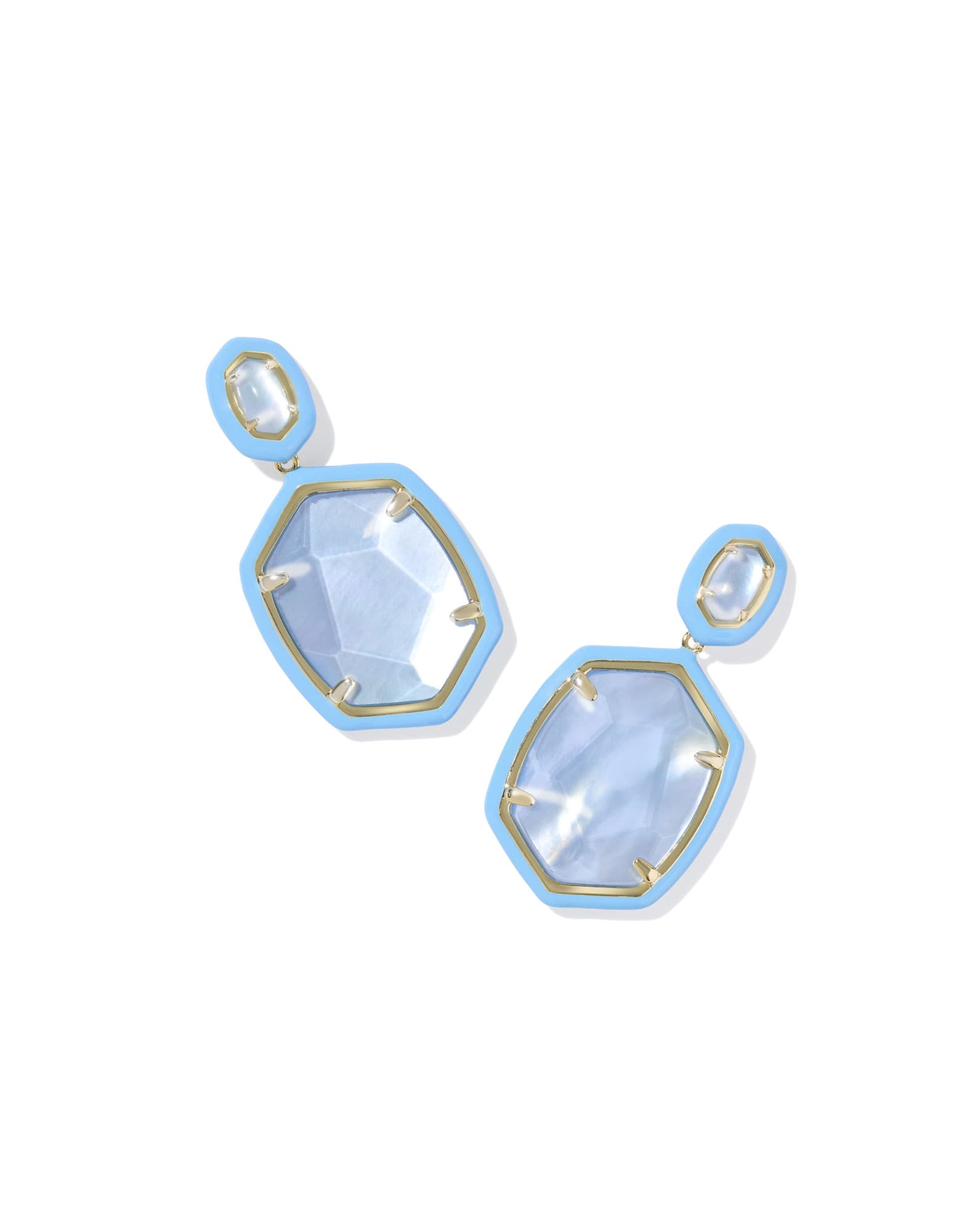 Daphne Enamel Frame Gold Drop Earrings