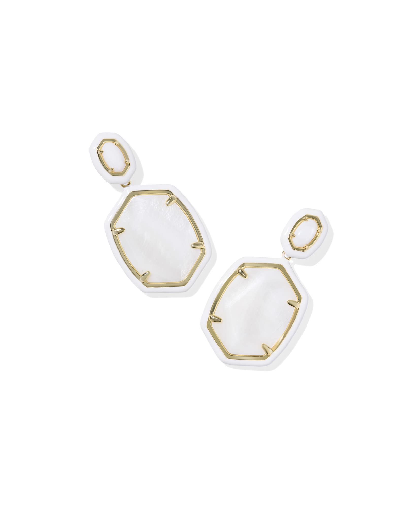 Daphne Enamel Frame Gold Drop Earrings
