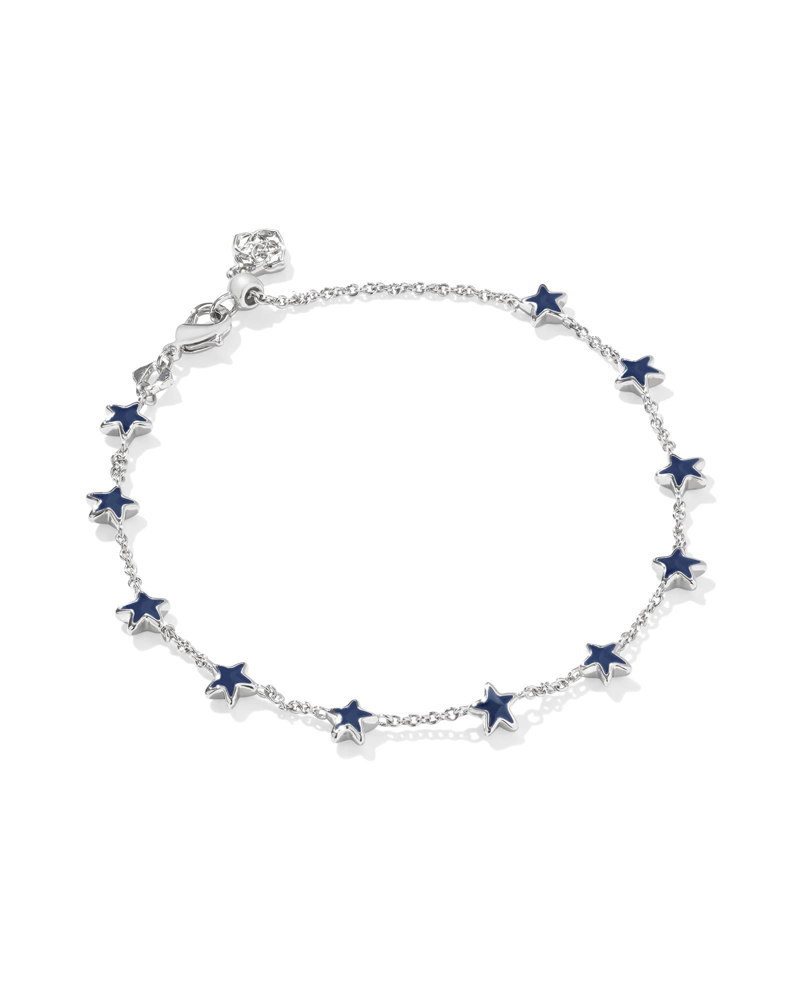 Sierra Silver Star Delicate Chain Bracelet in Navy Enamel