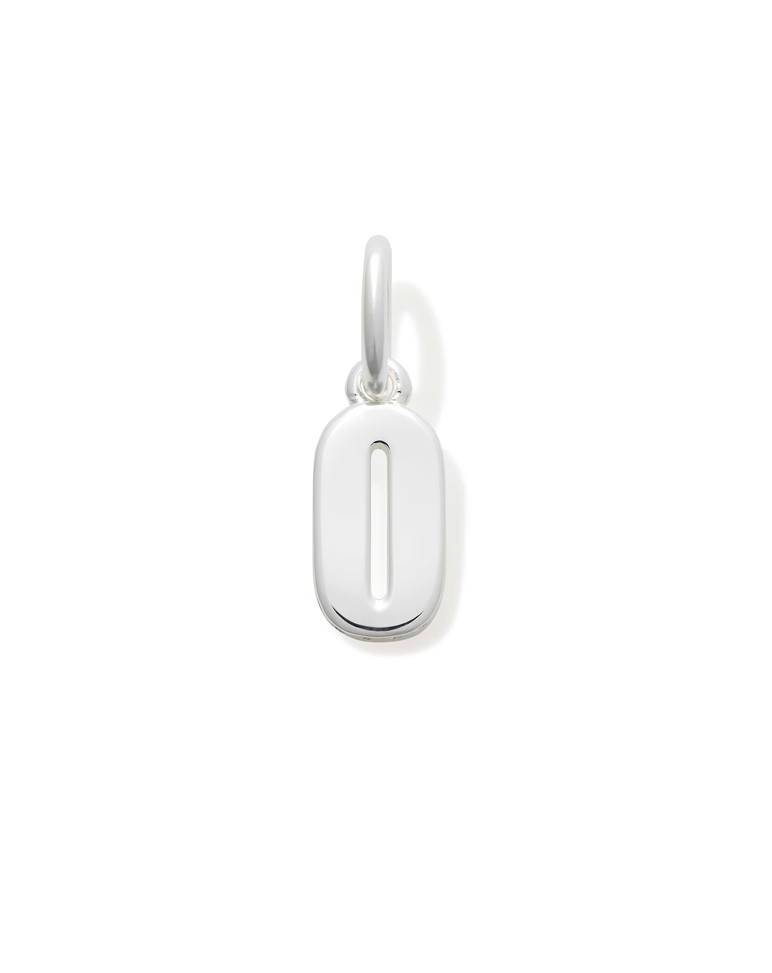 Metal Number 0 Charm in Sterling Silver