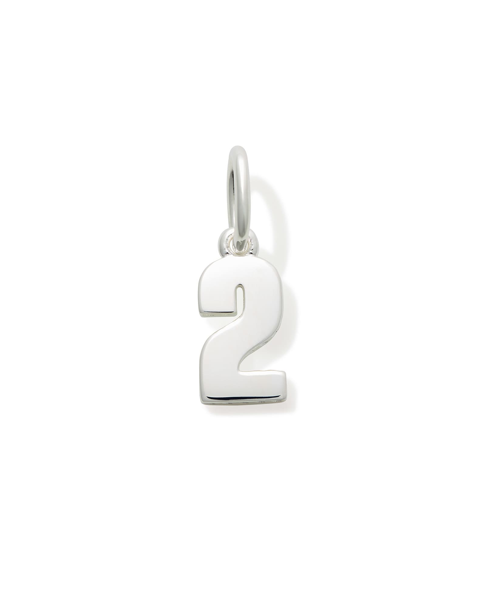 Metal Number 2 Charm in Sterling Silver