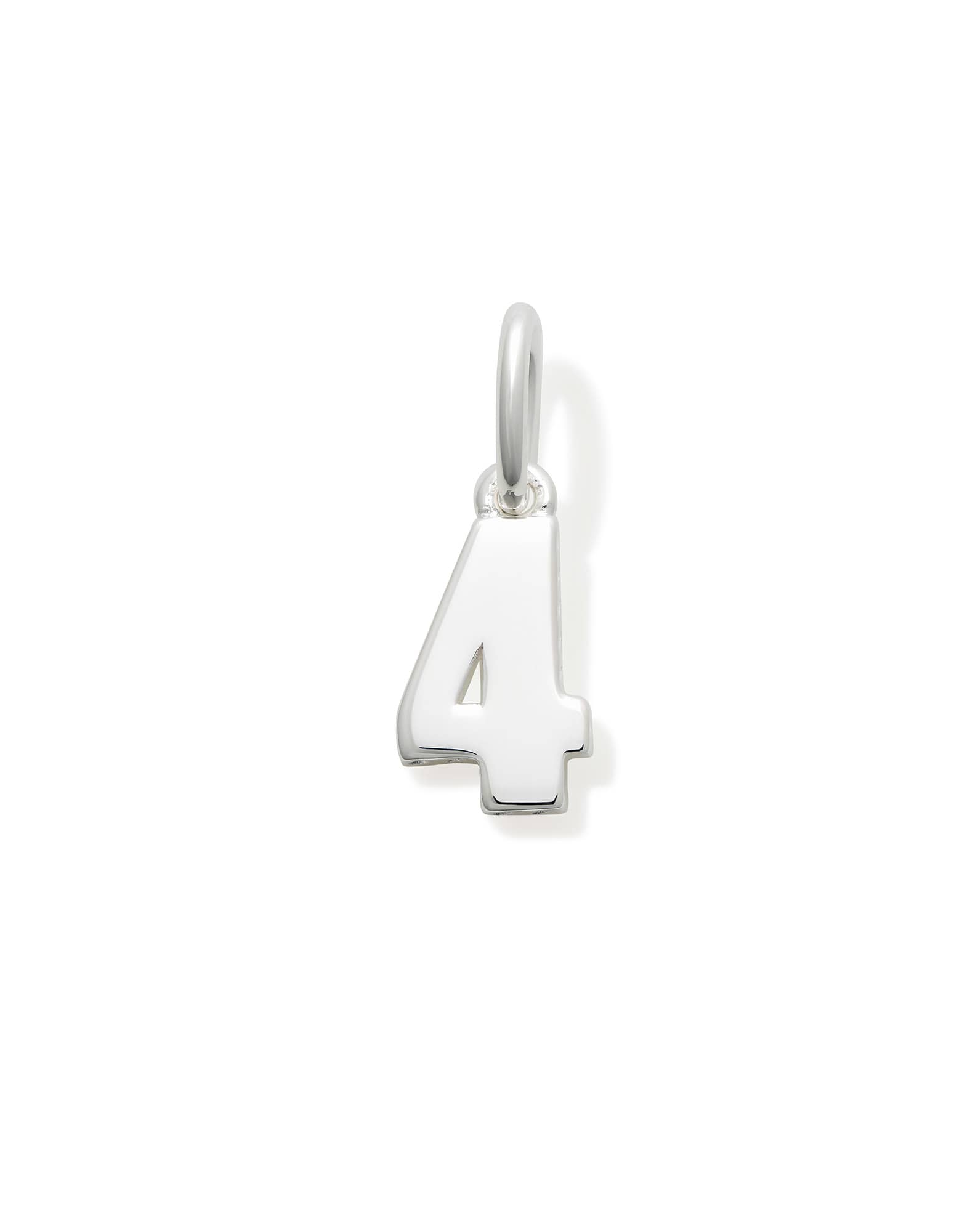 Metal Number 4 Charm in Sterling Silver