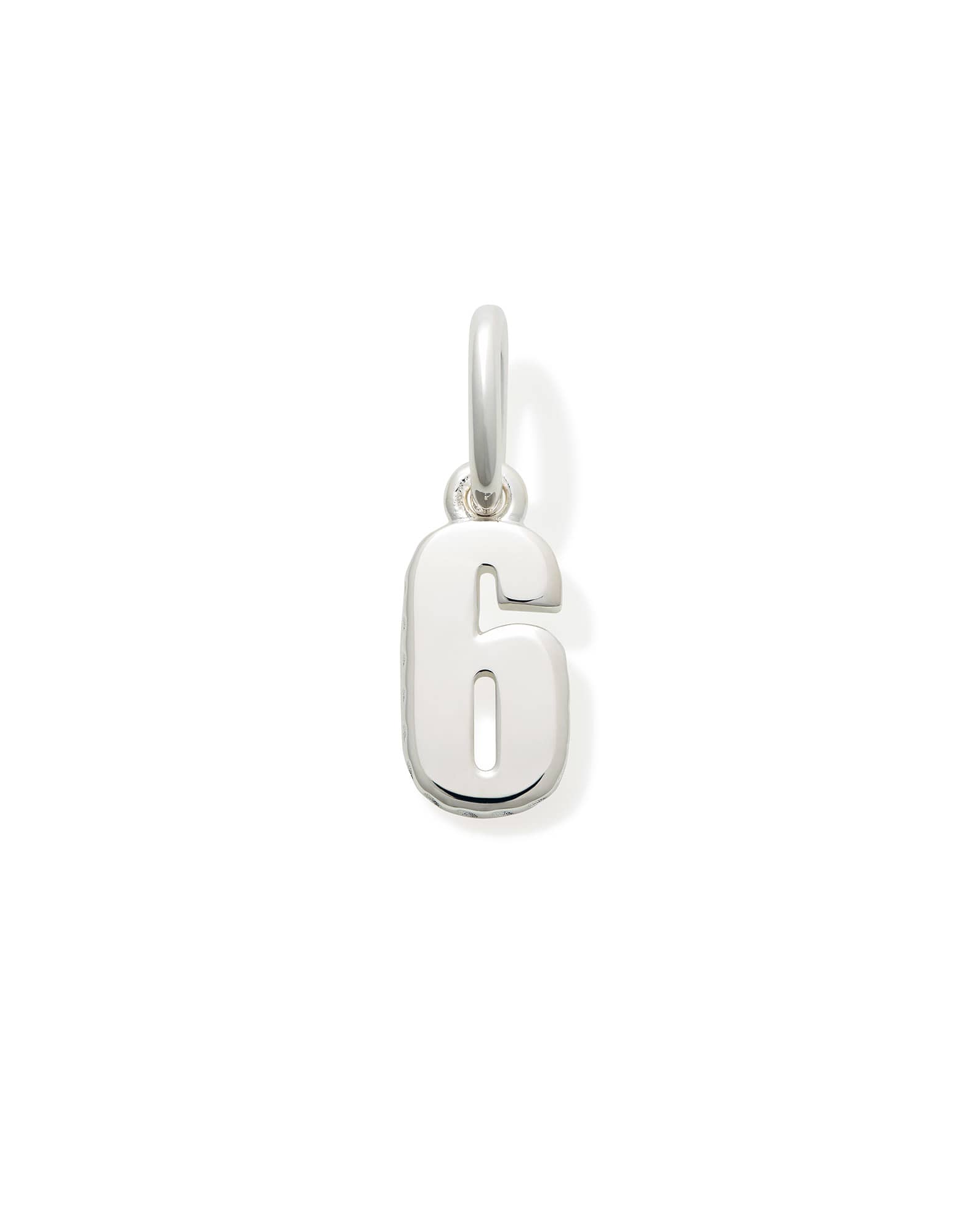 Metal Number 6 Charm in Sterling Silver