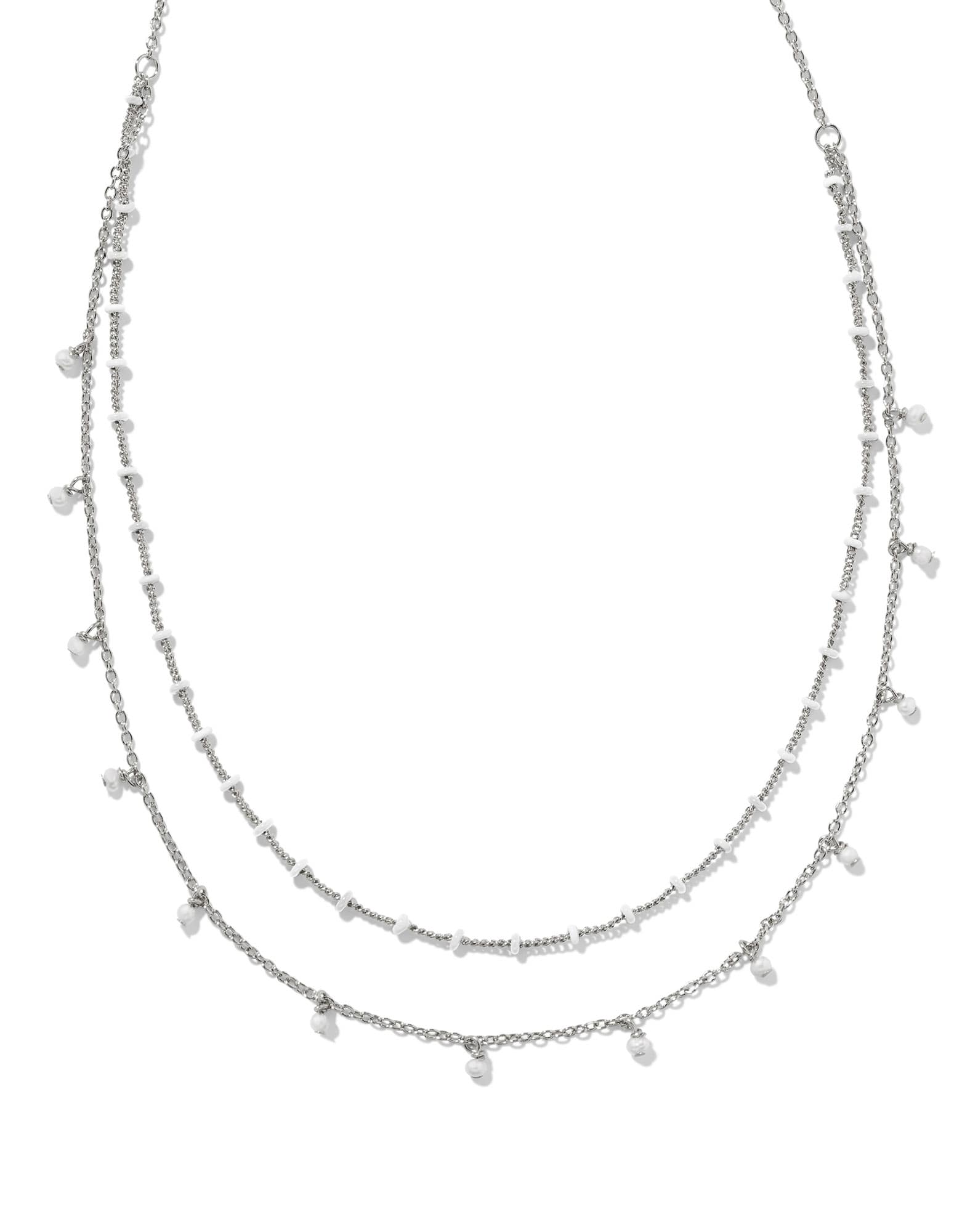 Eve Silver Multi Strand Necklace in White Mix