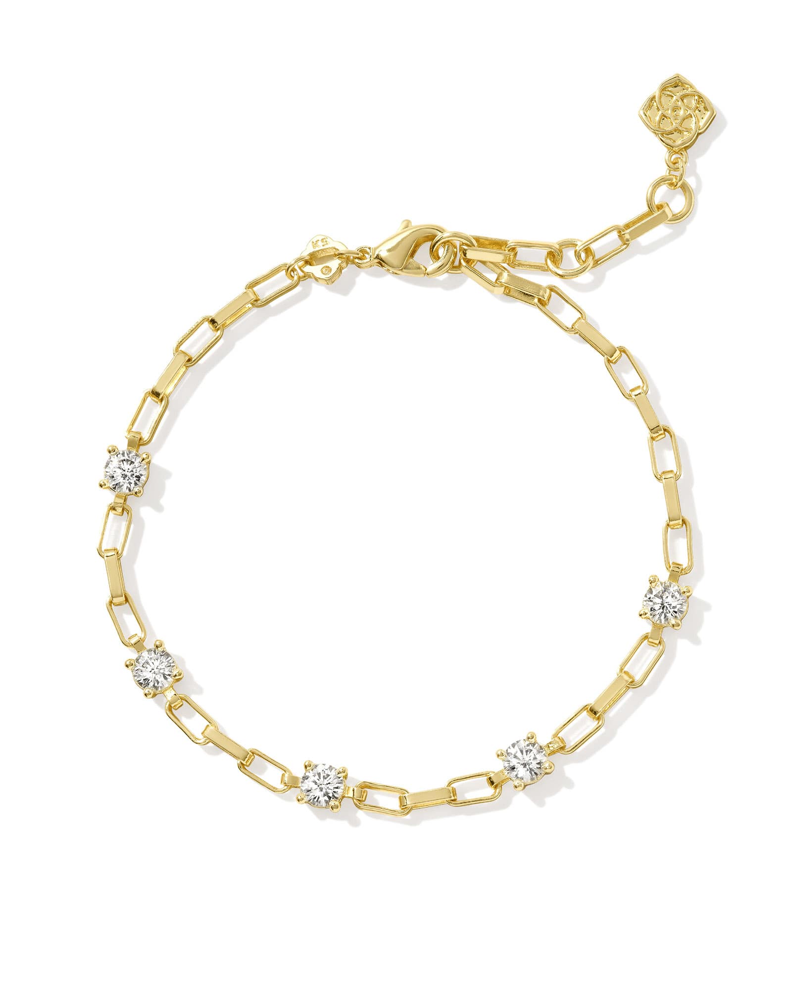 Lexi Gold Chain Bracelet in White CZ