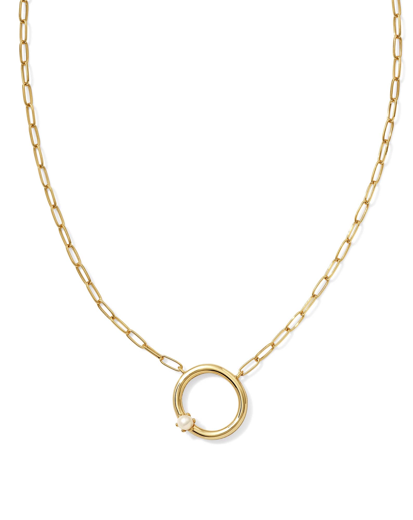 Pearl Gold Letter O Short Pendant Necklace in Freshwater Cultured Pearl
