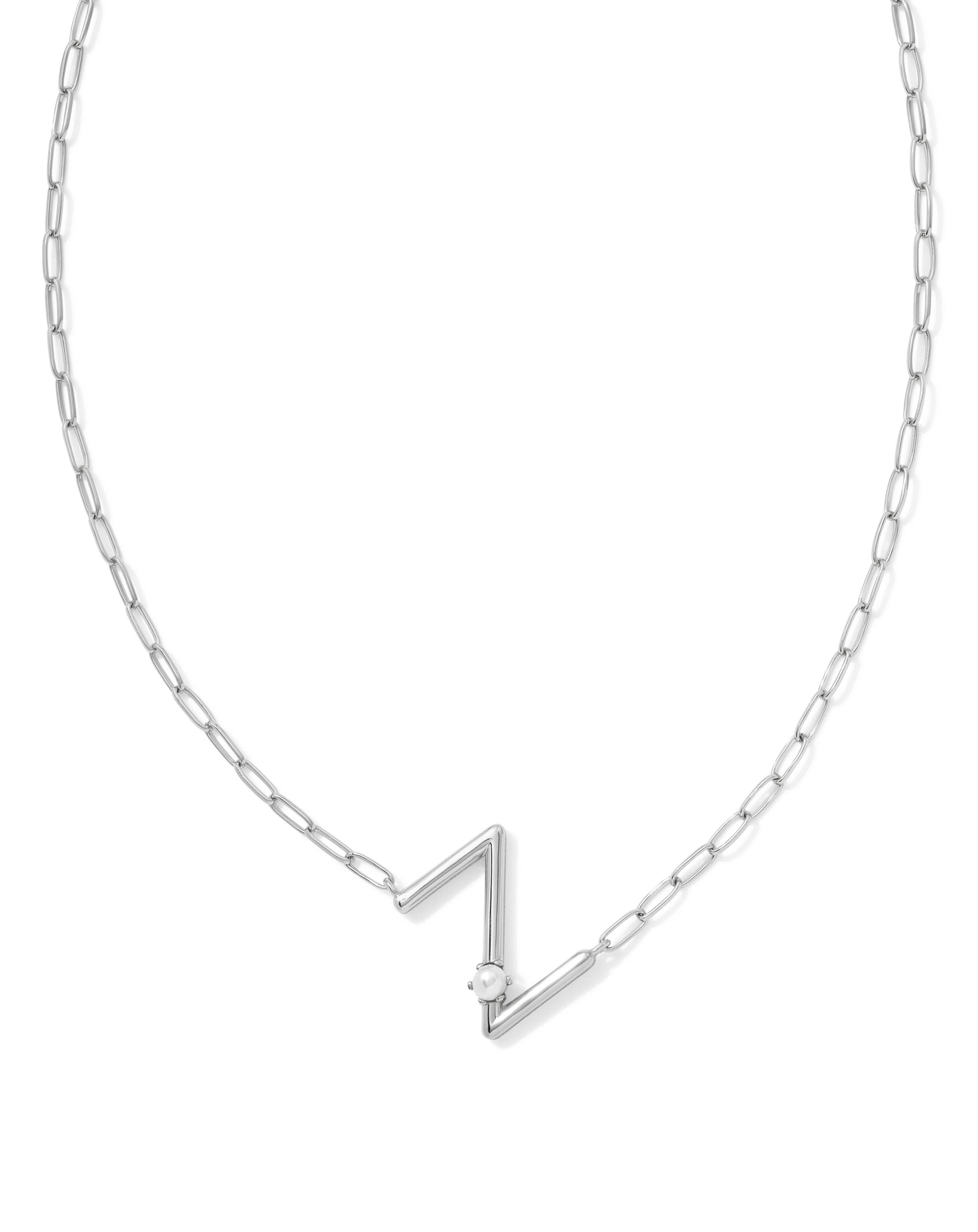 Pearl Silver Letter Z Short Pendant Necklace in Freshwater Cultured Pearl