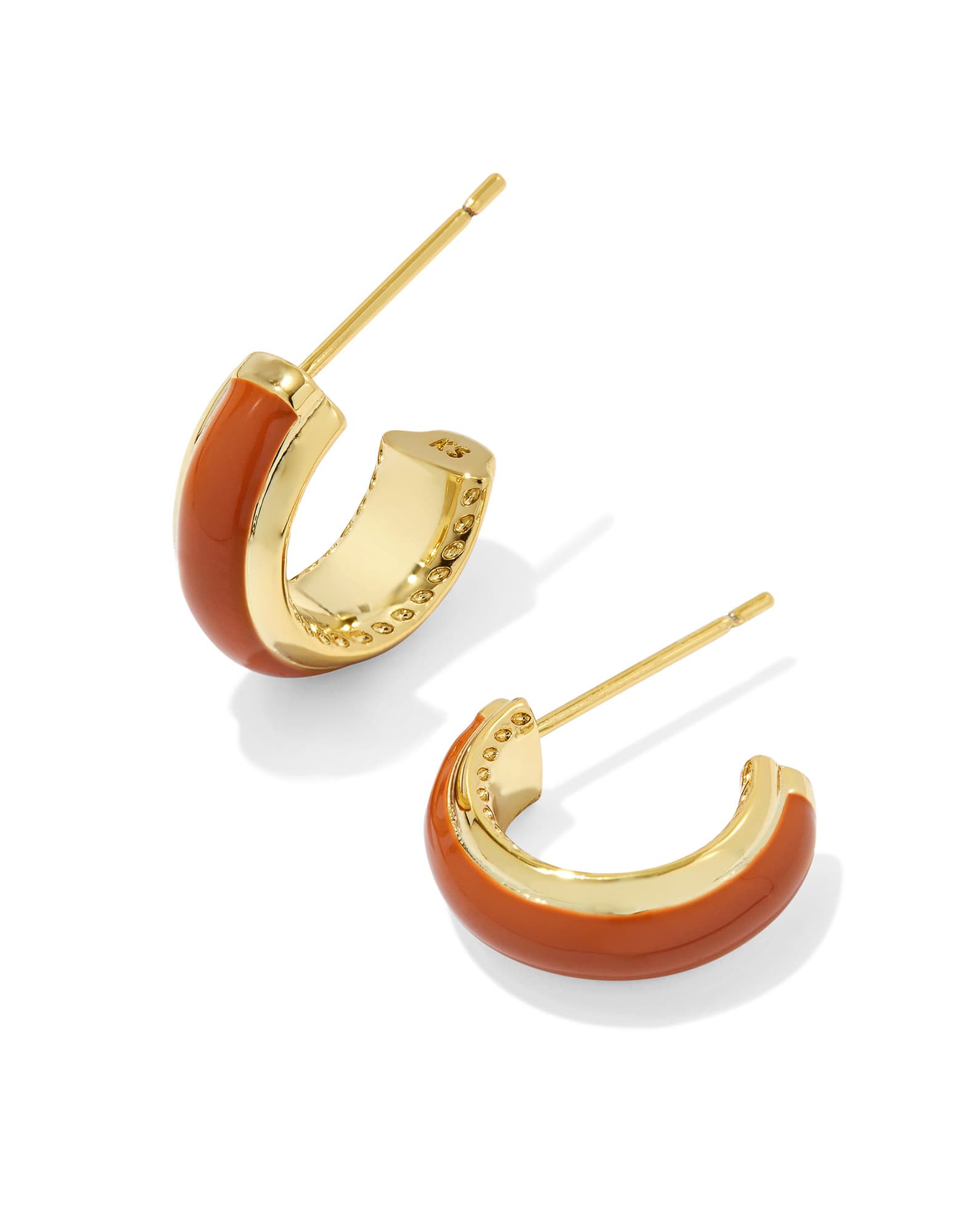 Ainsley Gold Huggie Earrings in Orange Enamel