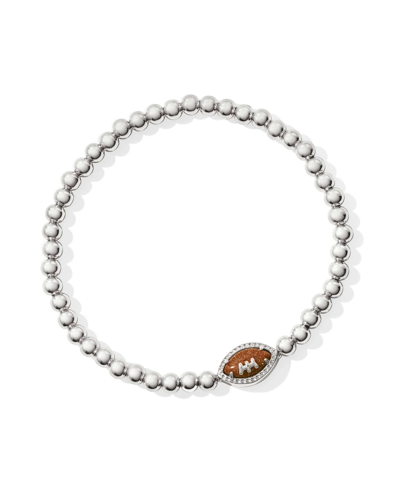 Football Silver Stretch Bracelet in Orange Goldstone