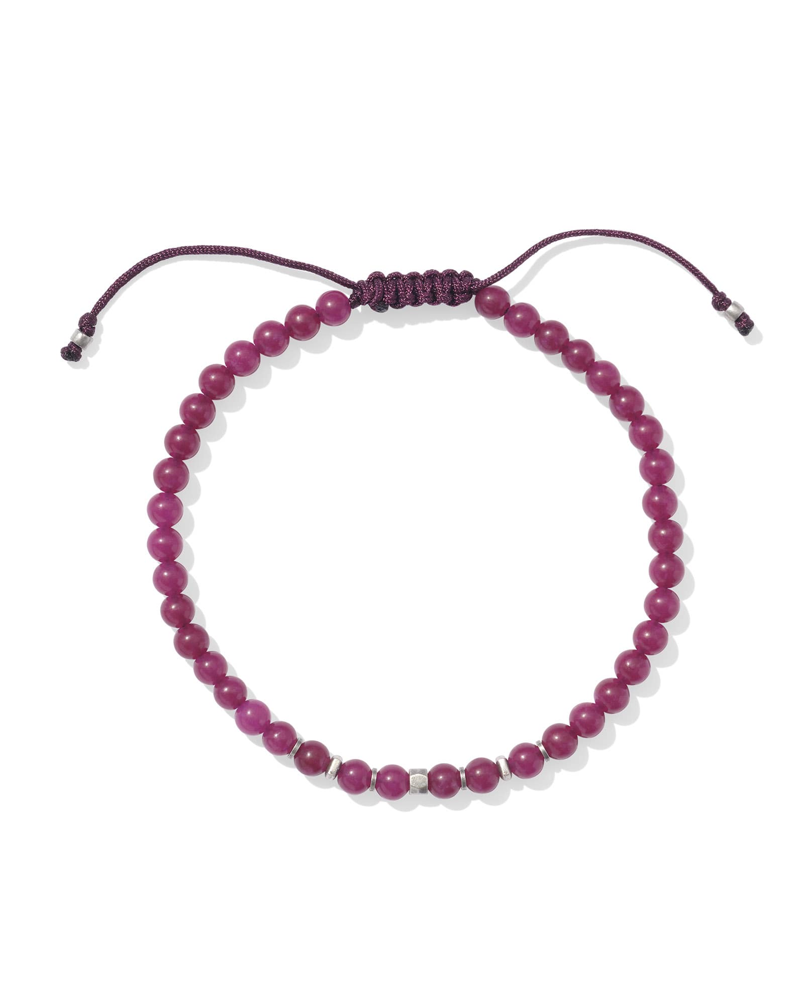 Otto Oxidized Sterling Silver Beaded Bracelet in Maroon Jade