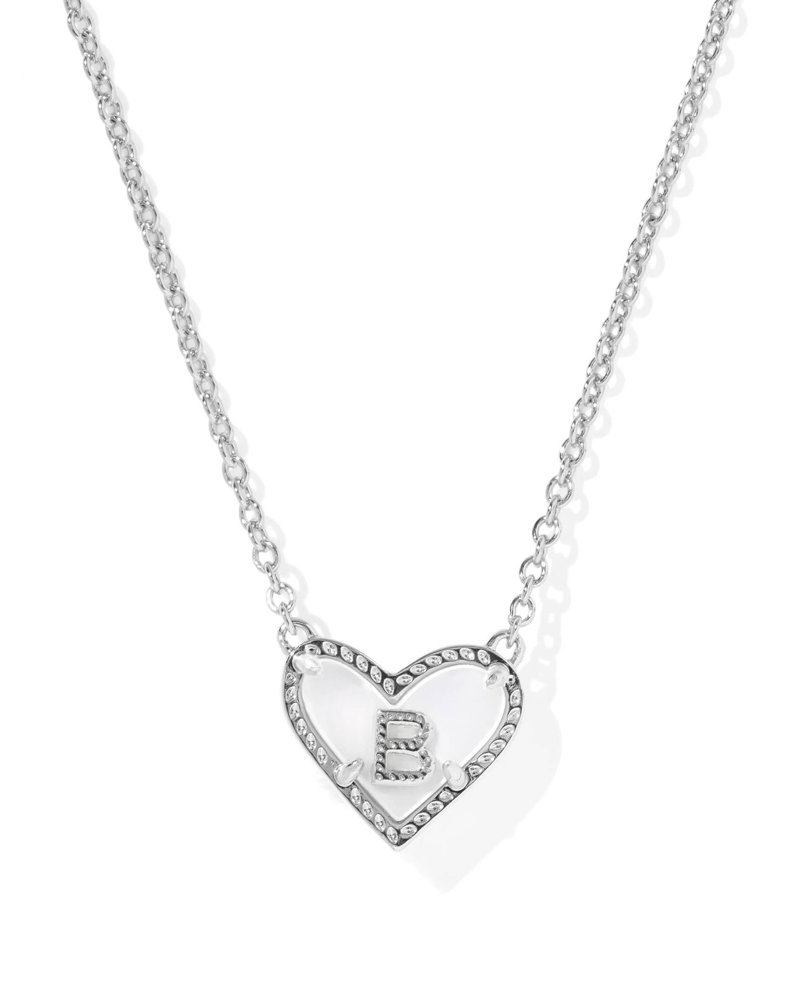 Ari Heart Letter B Silver Short Pendant Necklace