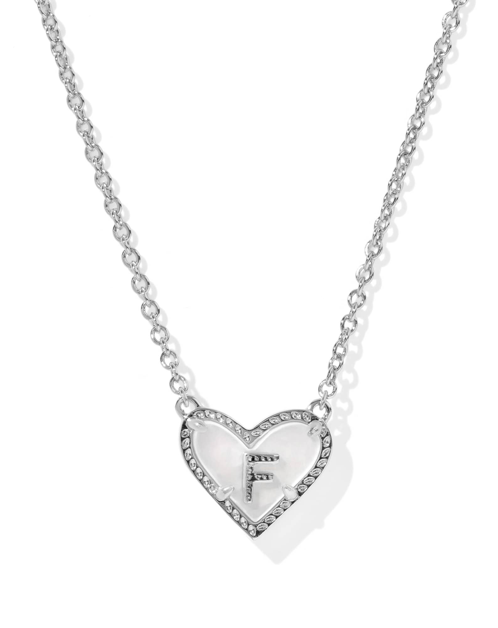 Ari Heart Letter F Silver Short Pendant Necklace