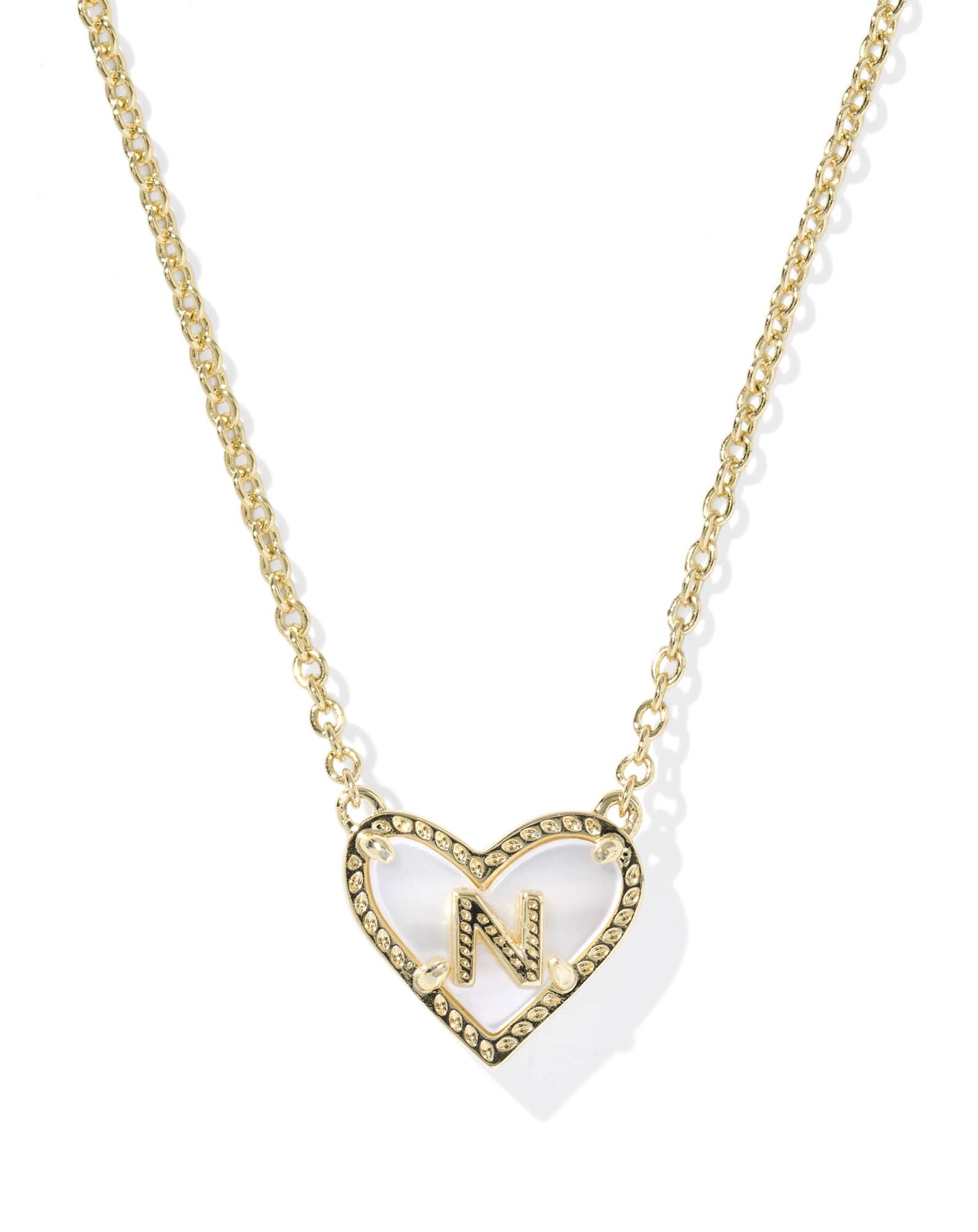 Ari Heart Letter N Gold Short Pendant Necklace