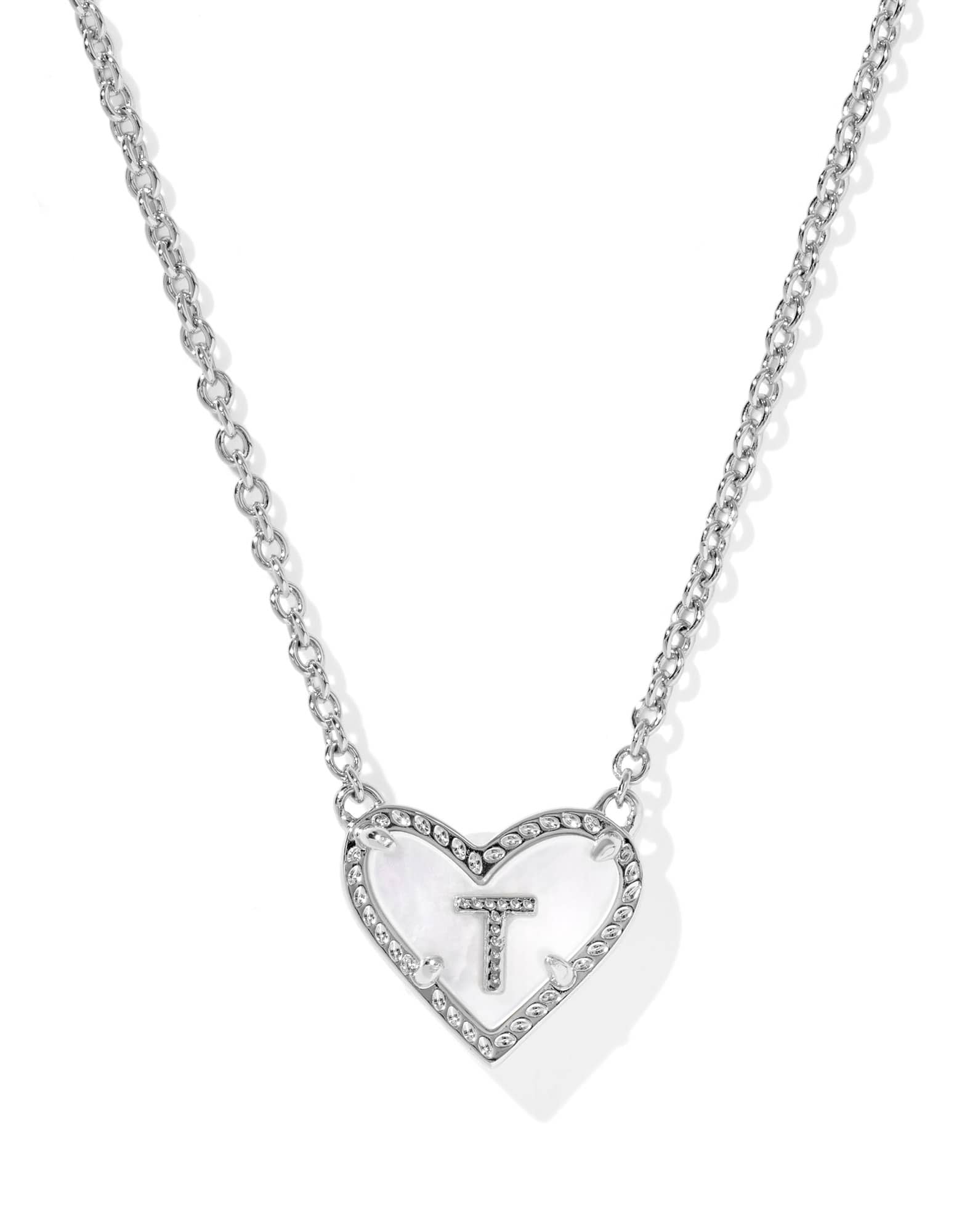 Ari Heart Letter T Silver Short Pendant Necklace