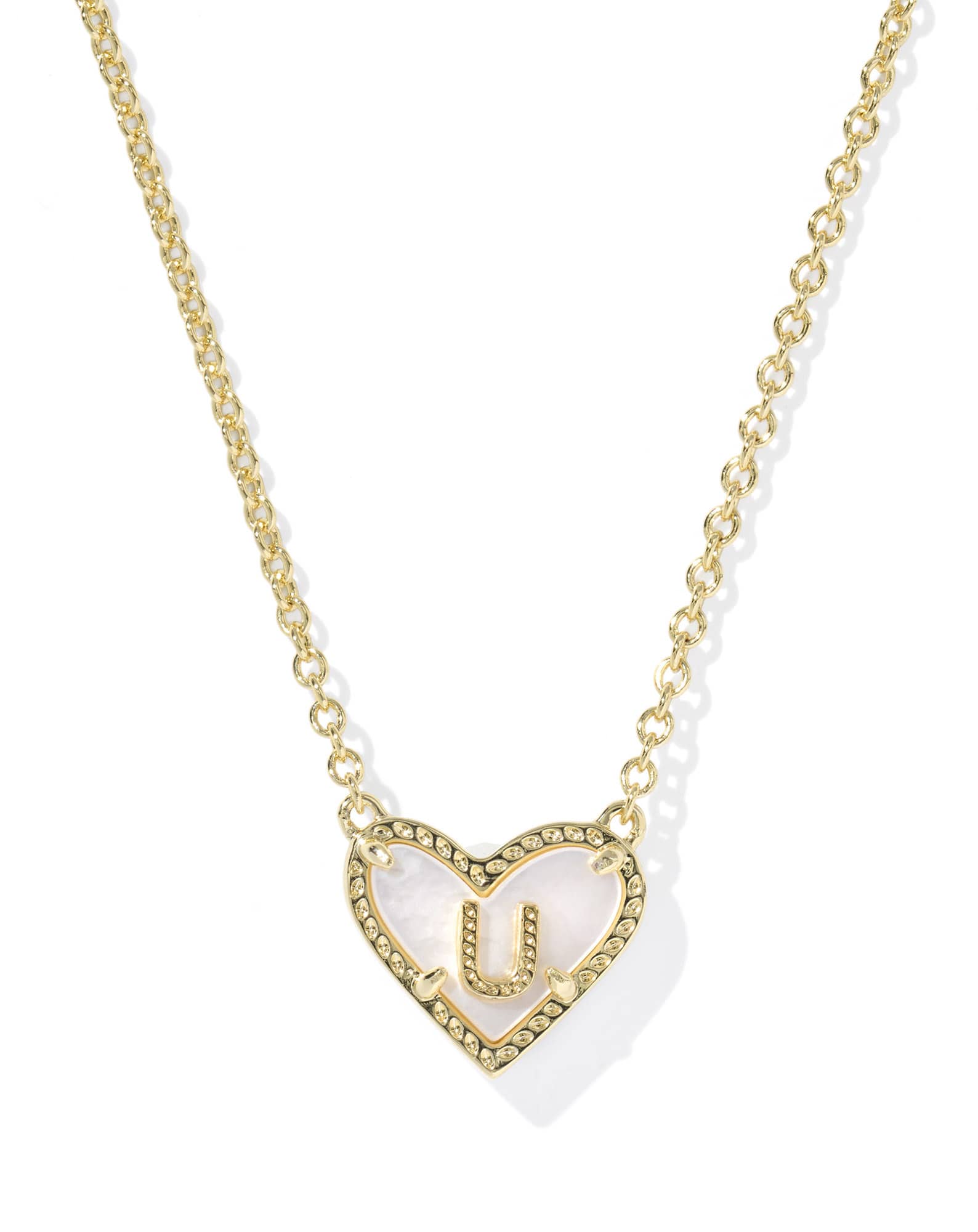 Ari Heart Letter U Gold Short Pendant Necklace