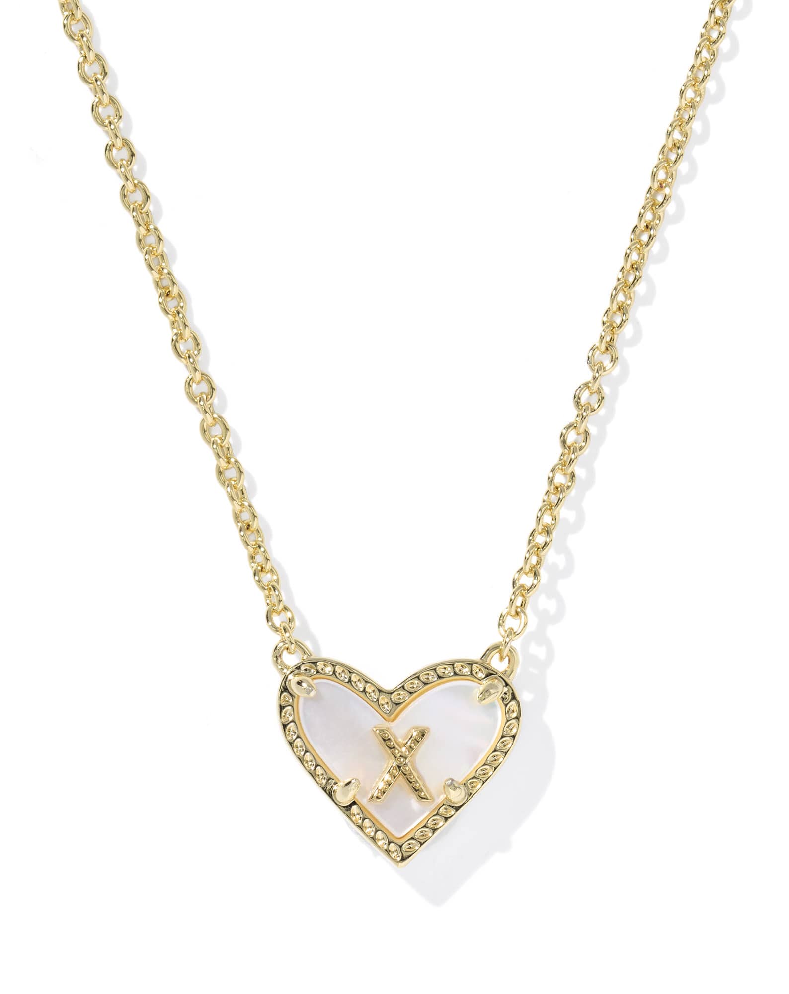 Ari Heart Letter X Gold Short Pendant Necklace