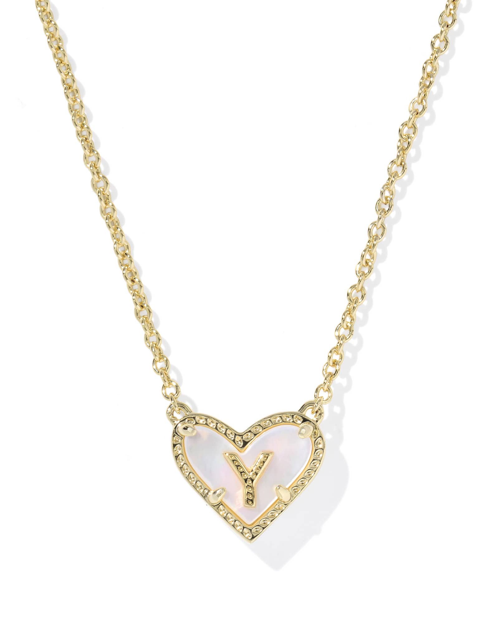 Ari Heart Letter Y Gold Short Pendant Necklace