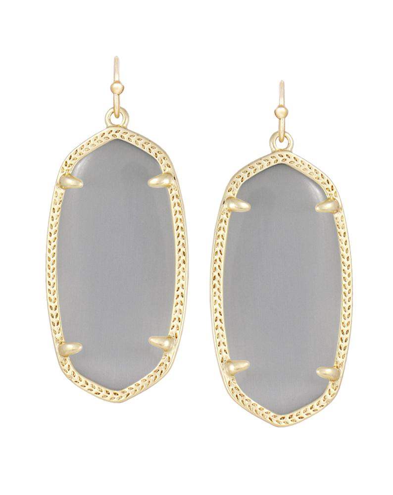 Elle Gold Drop Earrings in Slate Cats Eye