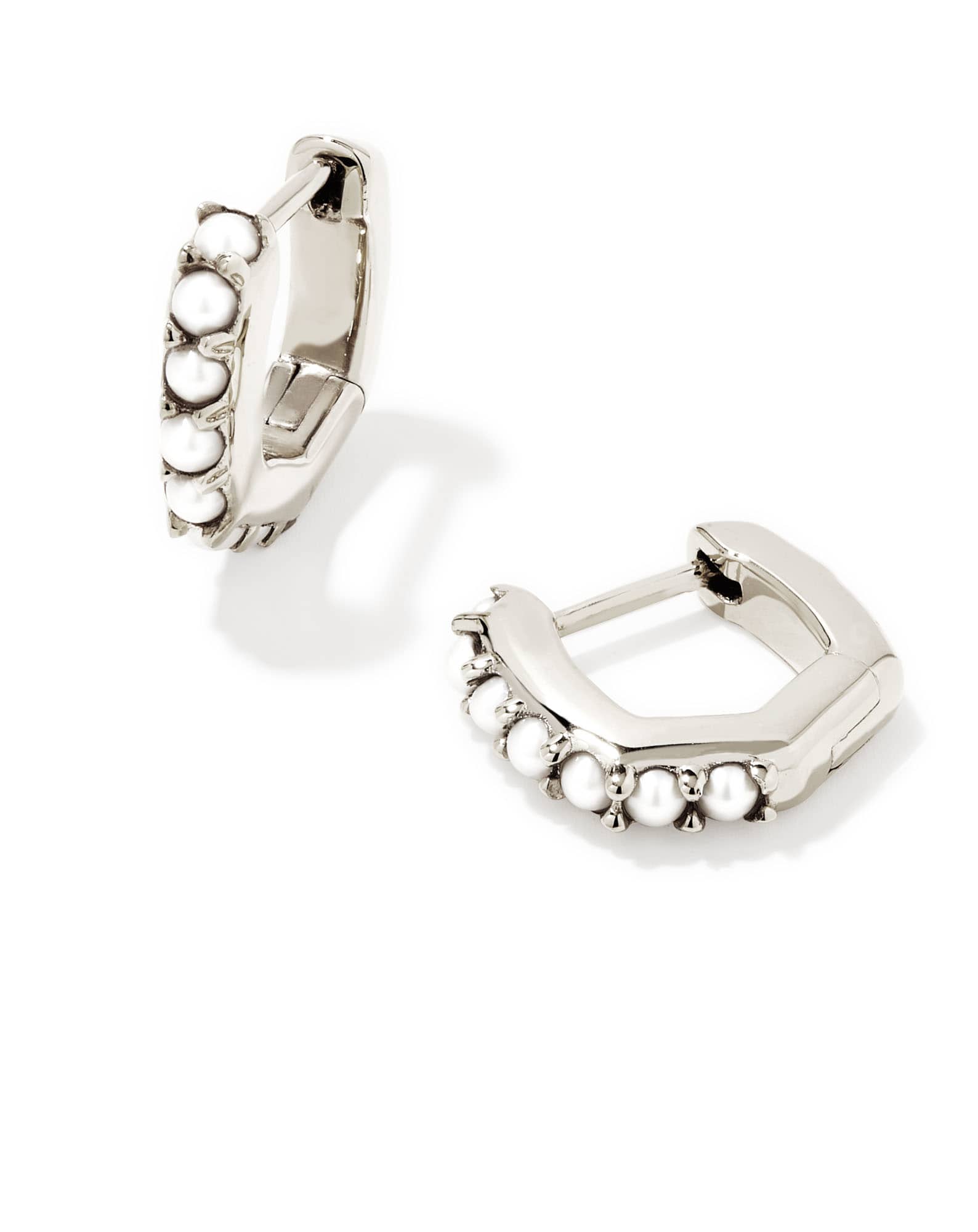 Davie Sterling Silver Huggie Earrings in Freshwater Cultured Pearl