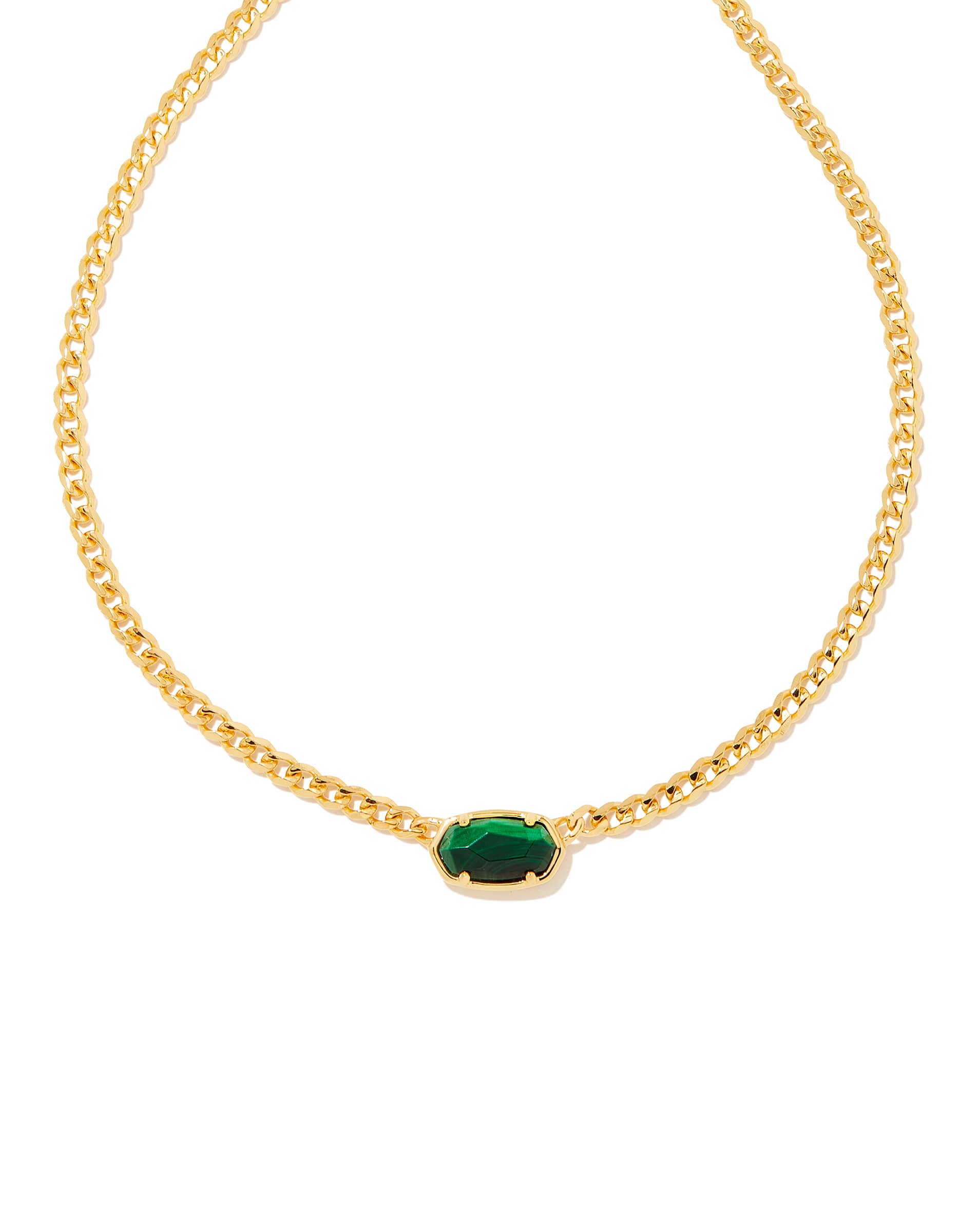 Fern 18k Gold Vermeil Curb Chain Necklace in Malachite