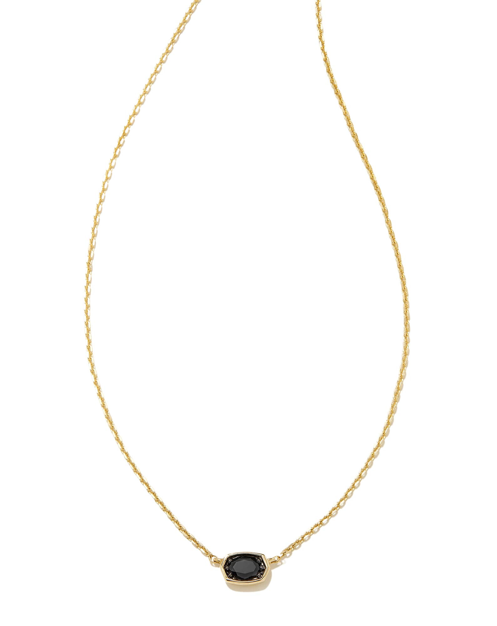 0.11 ct Marisa 14k Yellow Gold Oval Solitaire Pendant Necklace in Black Diamond