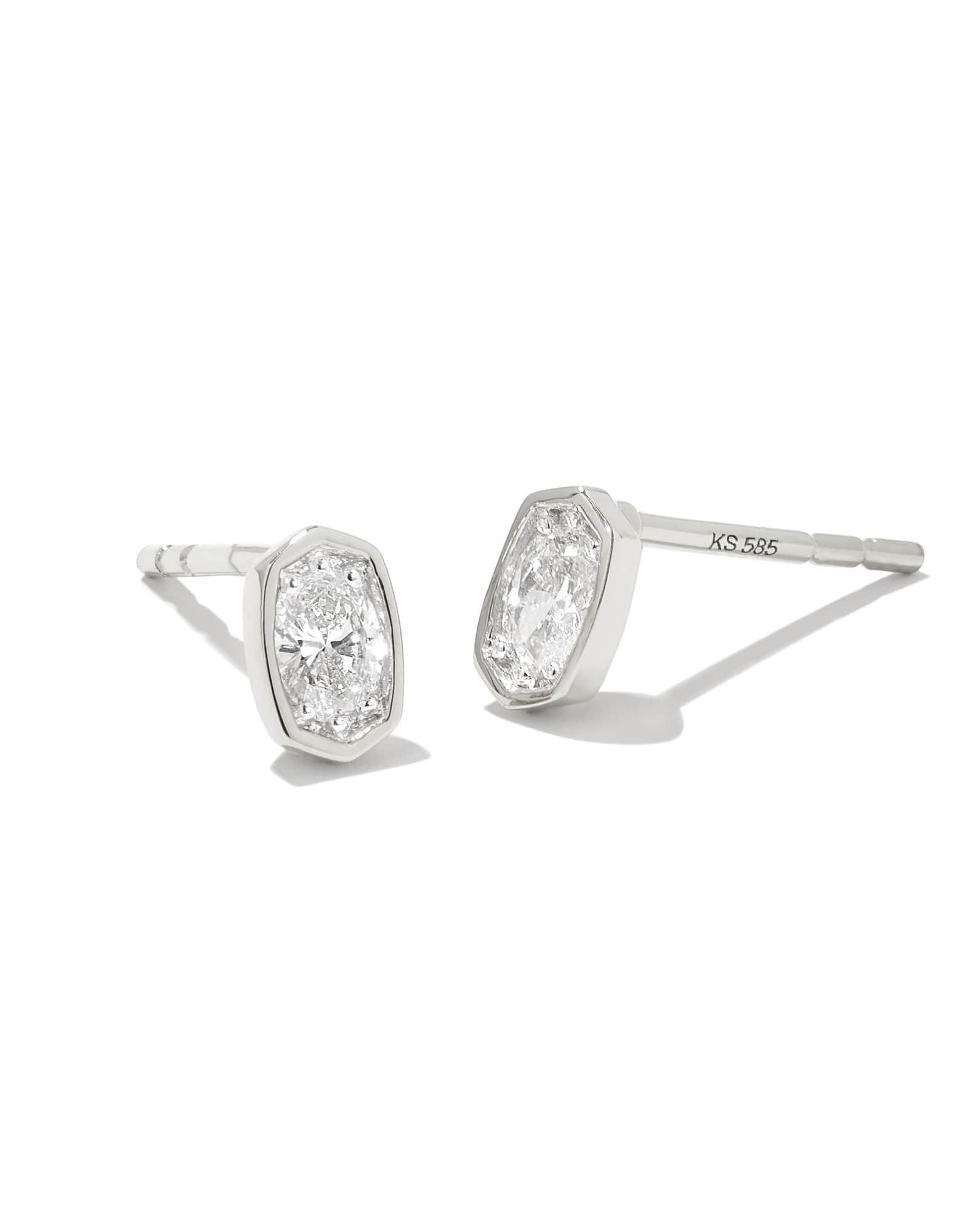 0.22 ct Marisa 14k White Gold Oval Solitaire Stud Earrings in White Diamond