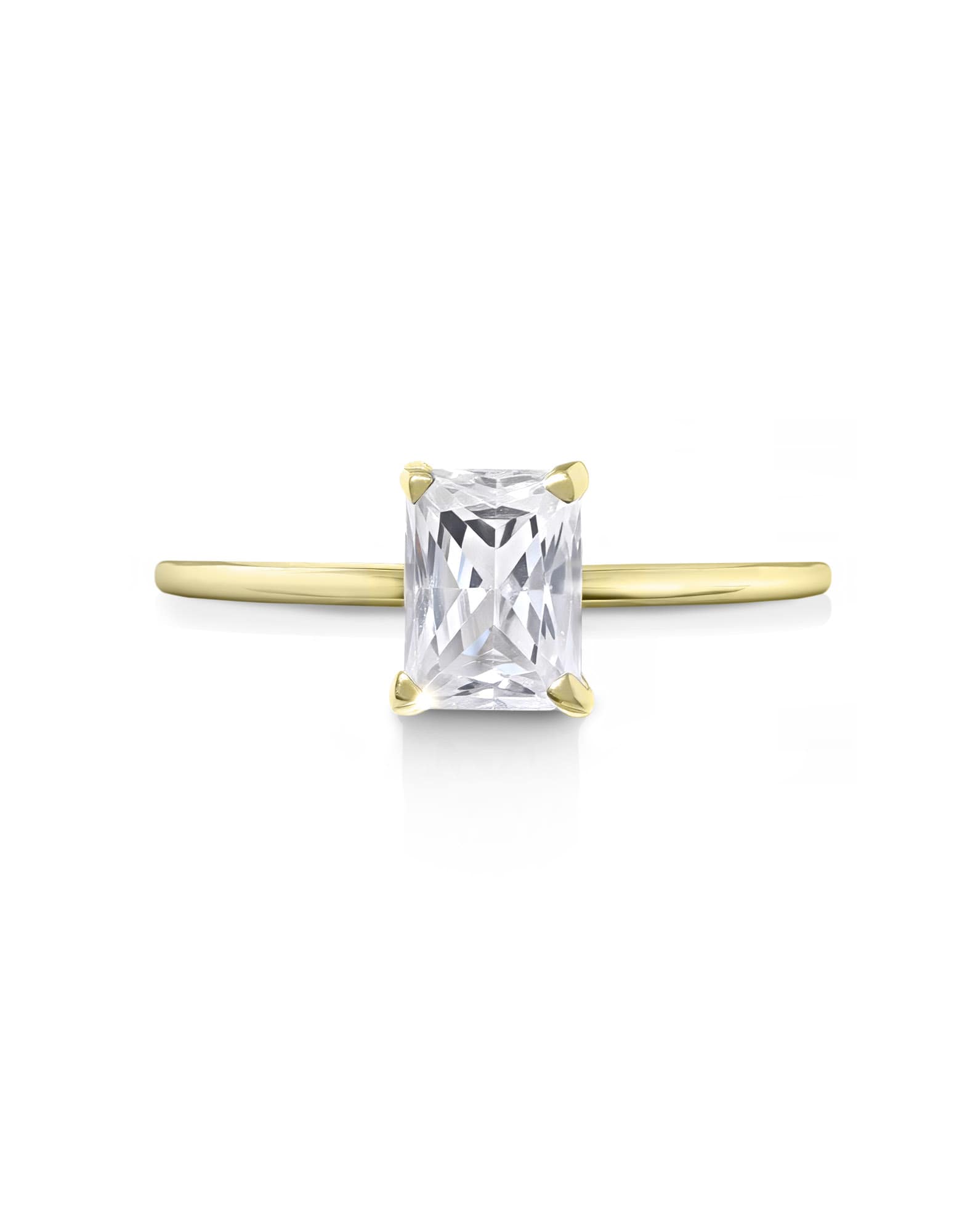 2 ct Solitaire N-S Emerald Engagement Ring in 14k Yellow Gold