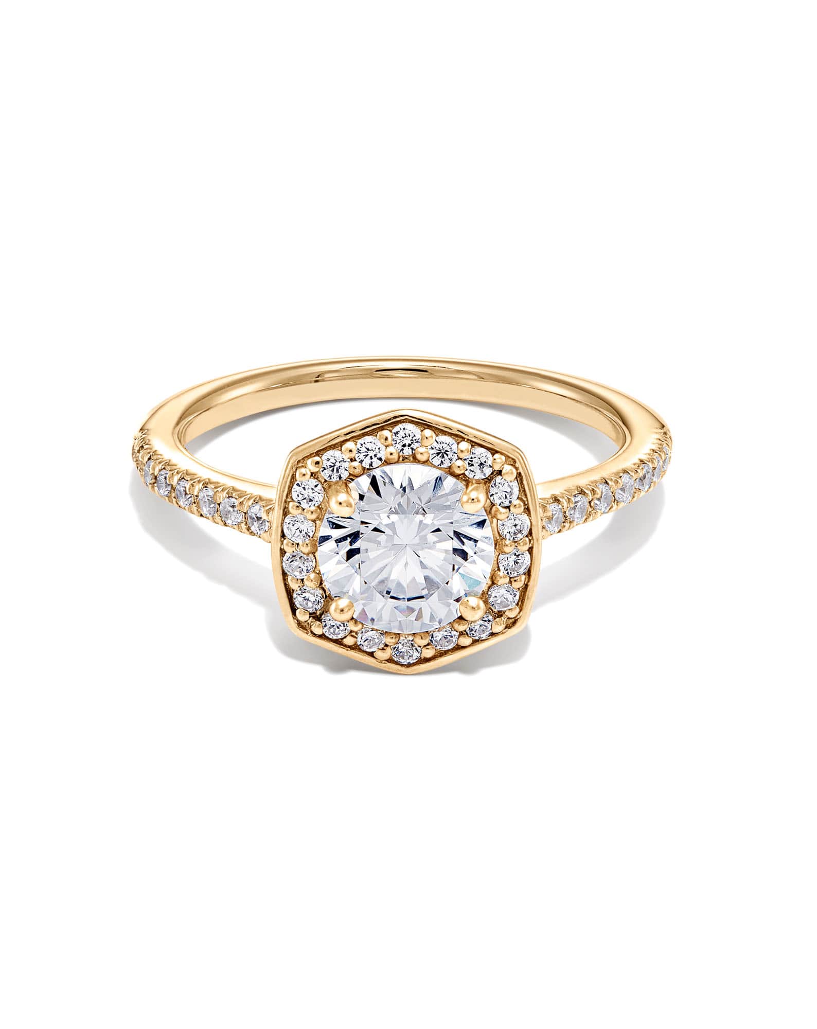 1.5 ct Round Iconic Halo Engagement Ring in 14k Yellow Gold
