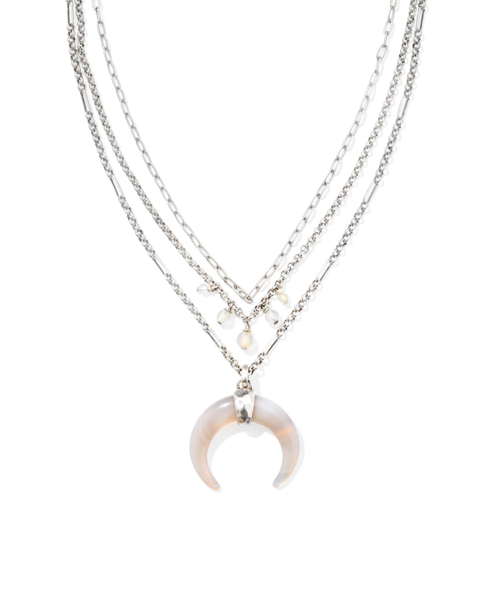 Lainey Wilson x Yellow Rose by Kendra Scott Vintage Silver Multi Strand Necklace in Gray Banded Agate