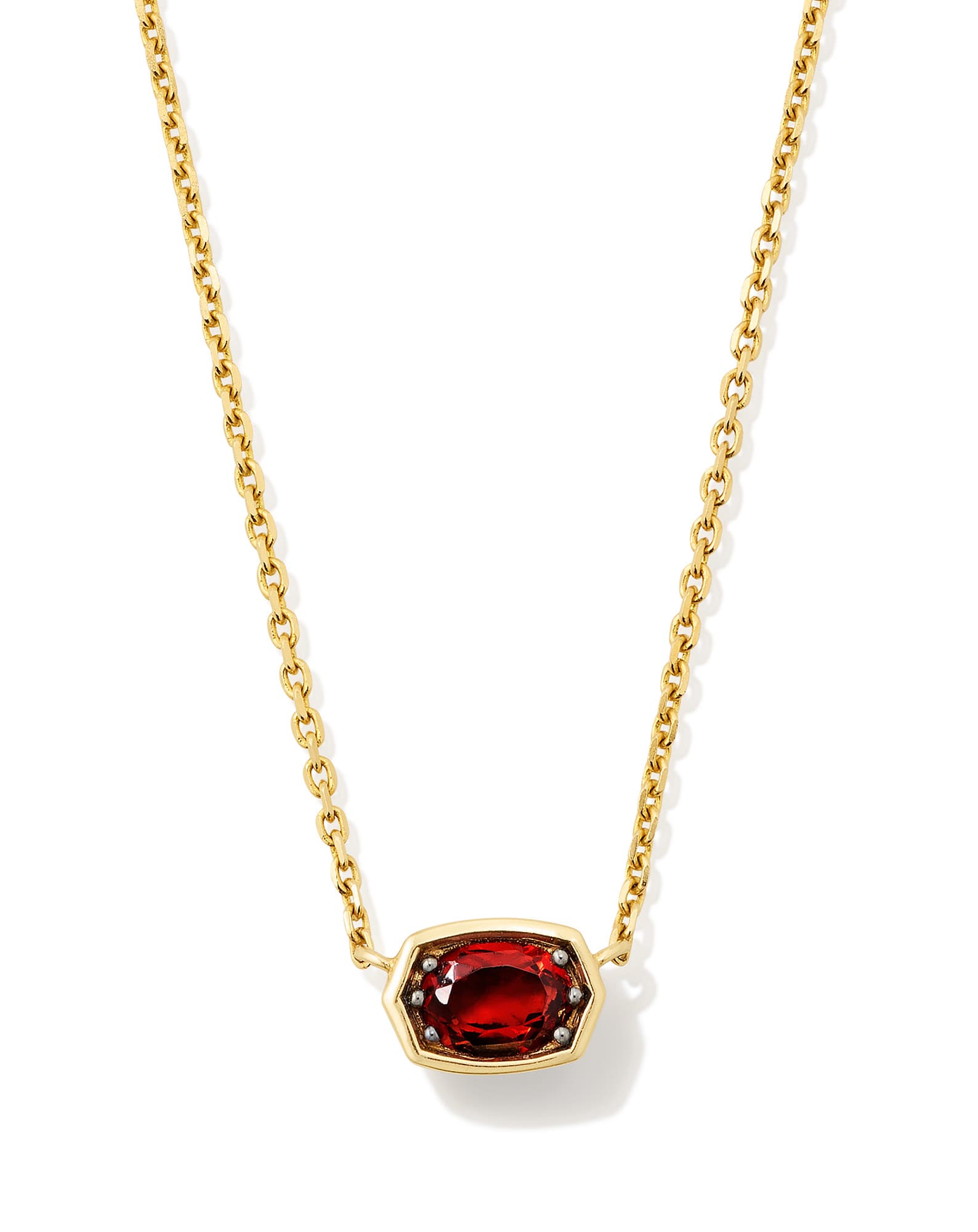 Marisa 14k Yellow Gold Oval Solitaire Pendant Necklace in Garnet